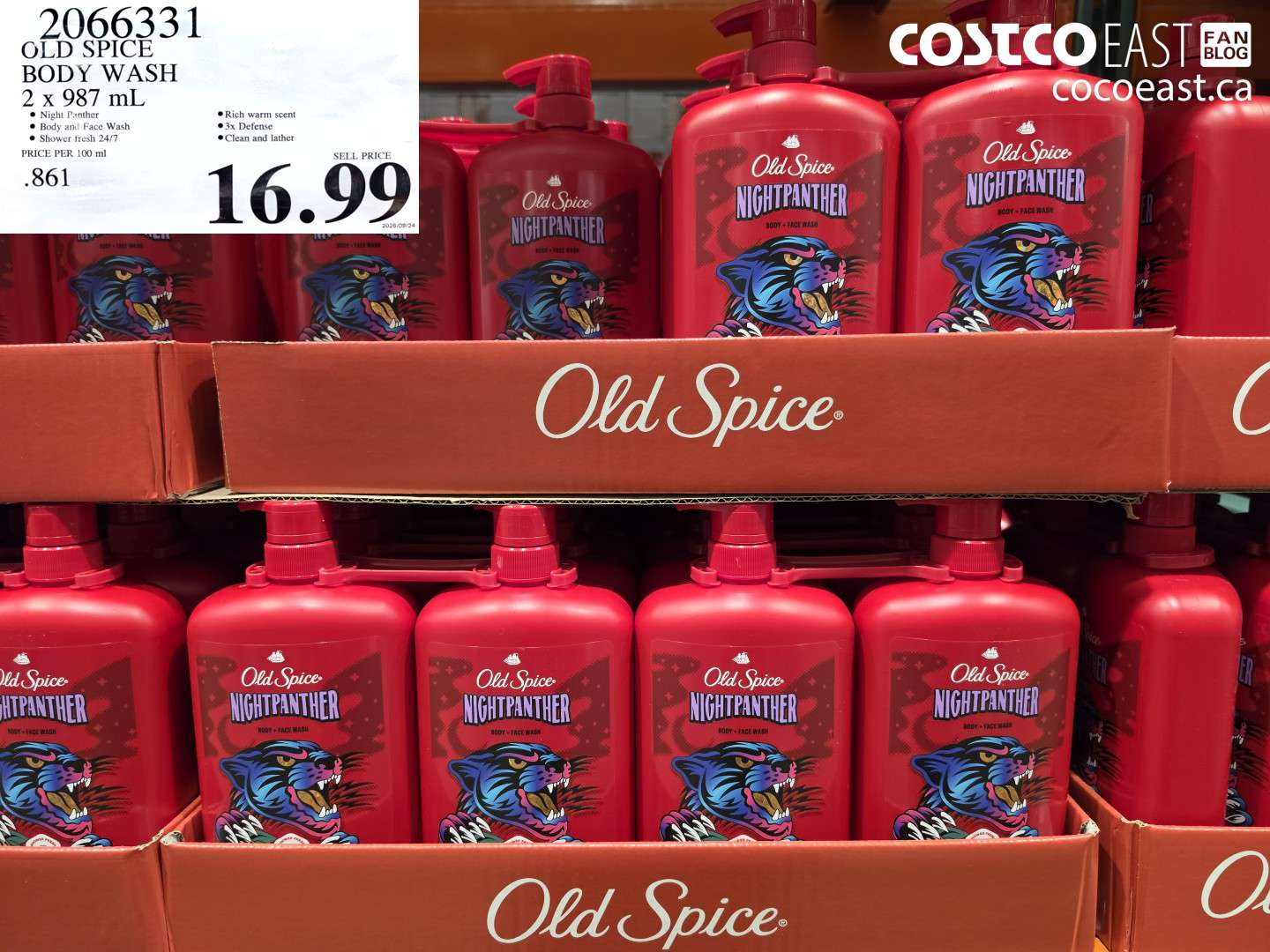 2066331 OLD SPICE BODY WASH 2 X 987 ML $16.99