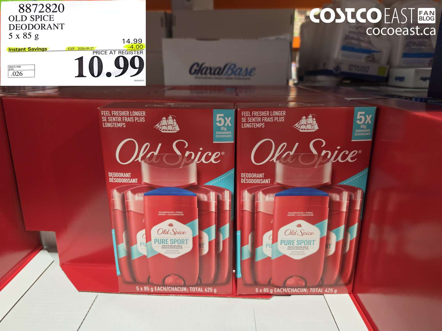 8872820 OLD SPICE DEODORANT 5 X 85 G ($4.00 INSTANT SAVINGS EXPIRES ON 2026-09-27) $10.99