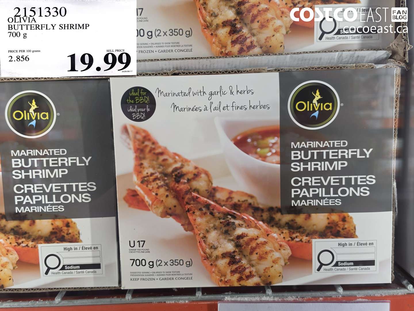 2151330 OLIVIA BUTTERFLY SHRIMP 700 G $19.99