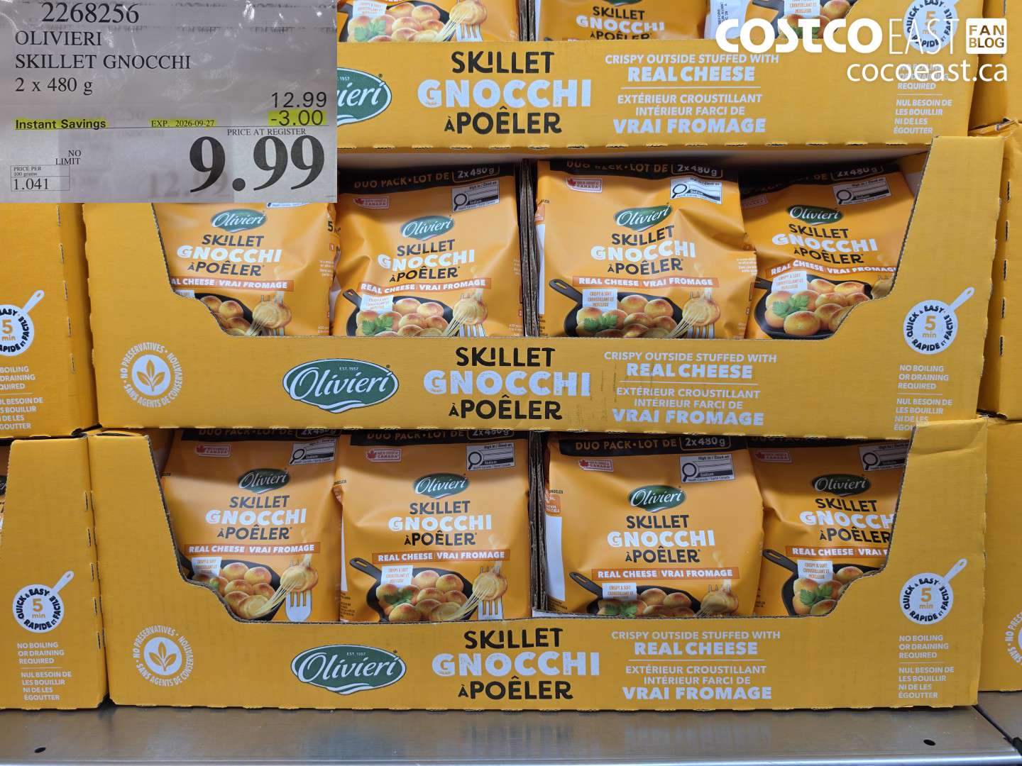 2268256 OLIVIERI SKILLET GNOCCHI 2 X 480 G ($3.00 INSTANT SAVINGS EXPIRES ON 2026-09-27) $9.99