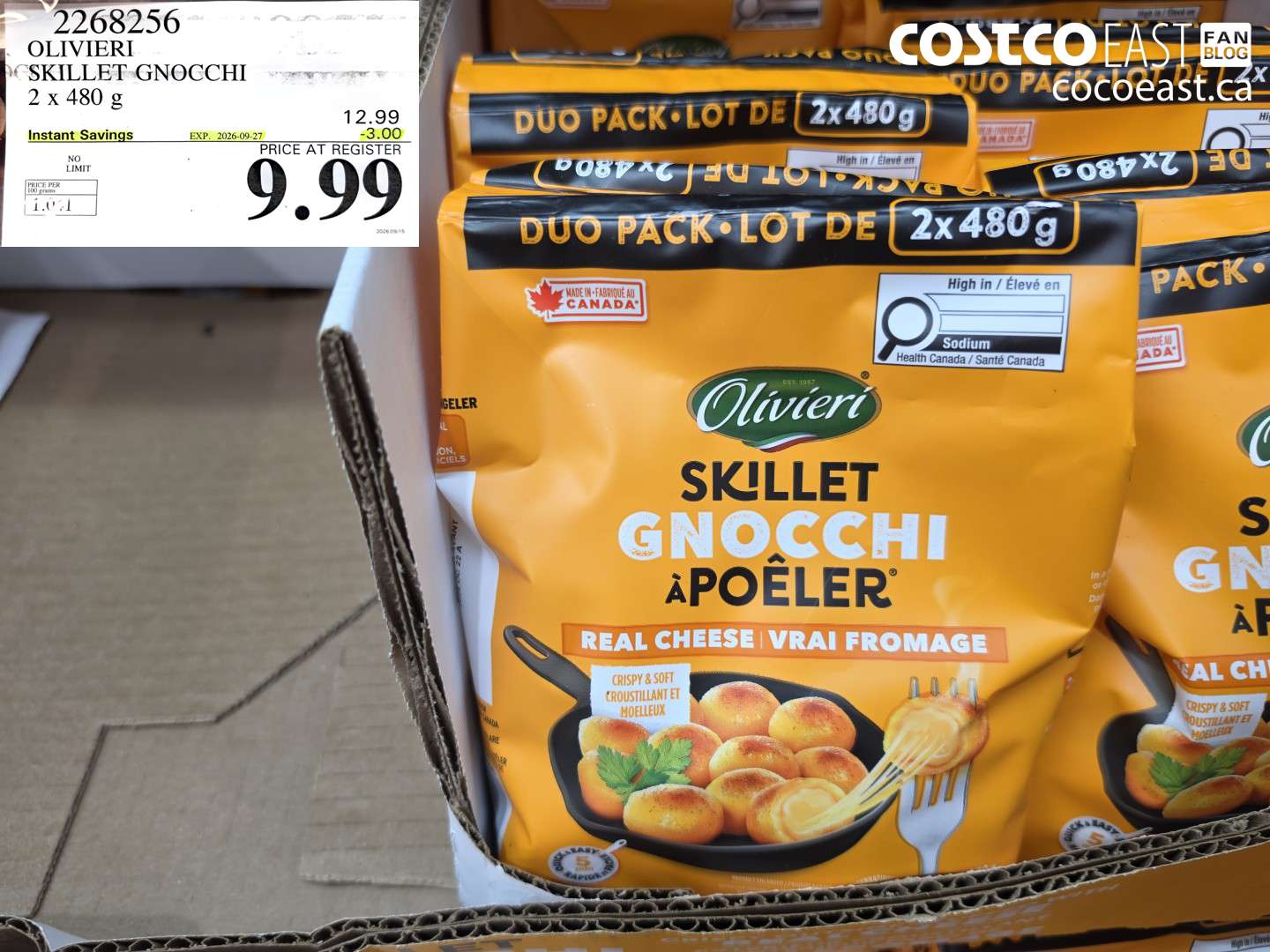 2268256 OLIVIERI SKILLET GNOCCHI 2 X 480 G ($3.00 INSTANT SAVINGS EXPIRES ON 2026-09-27) $9.99