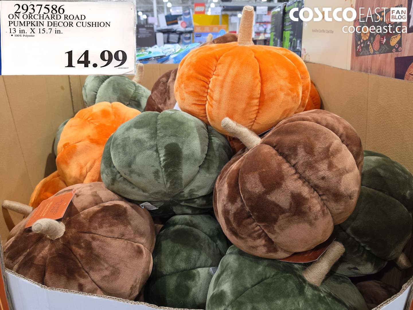2937586 ON ORCHARD ROAD PUMPKIN DECOR CUSHION 13 IN. X 15.7 IN. $14.99