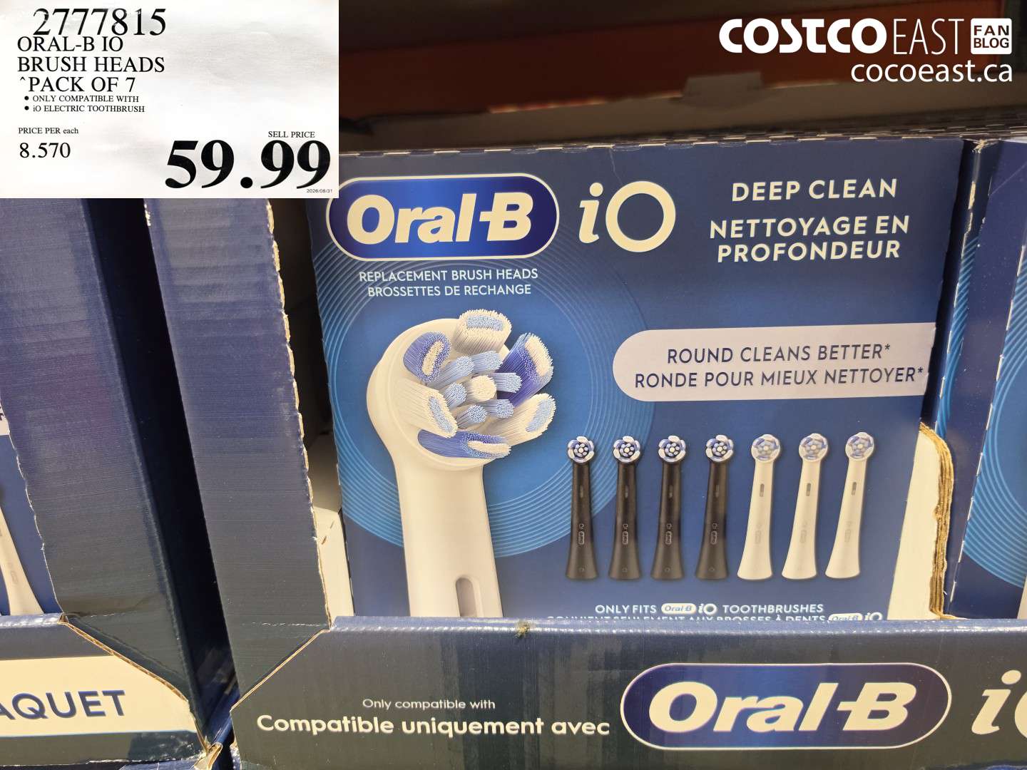 2777815 ORAL-B IO BRUSH HEADS PACK OF 7 $59.99