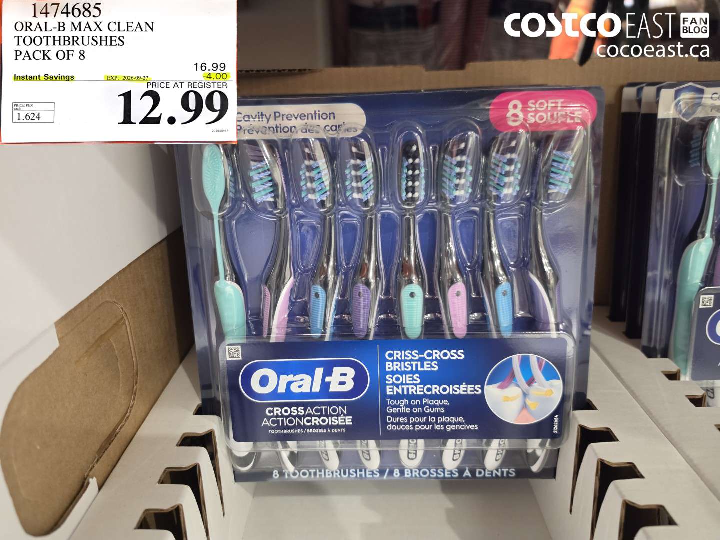 1474685 ORAL-B MAX CLEAN TOOTHBRUSHES PACK OF 8 ($4.00 INSTANT SAVINGS EXPIRES ON 2026-09-27) $12.99