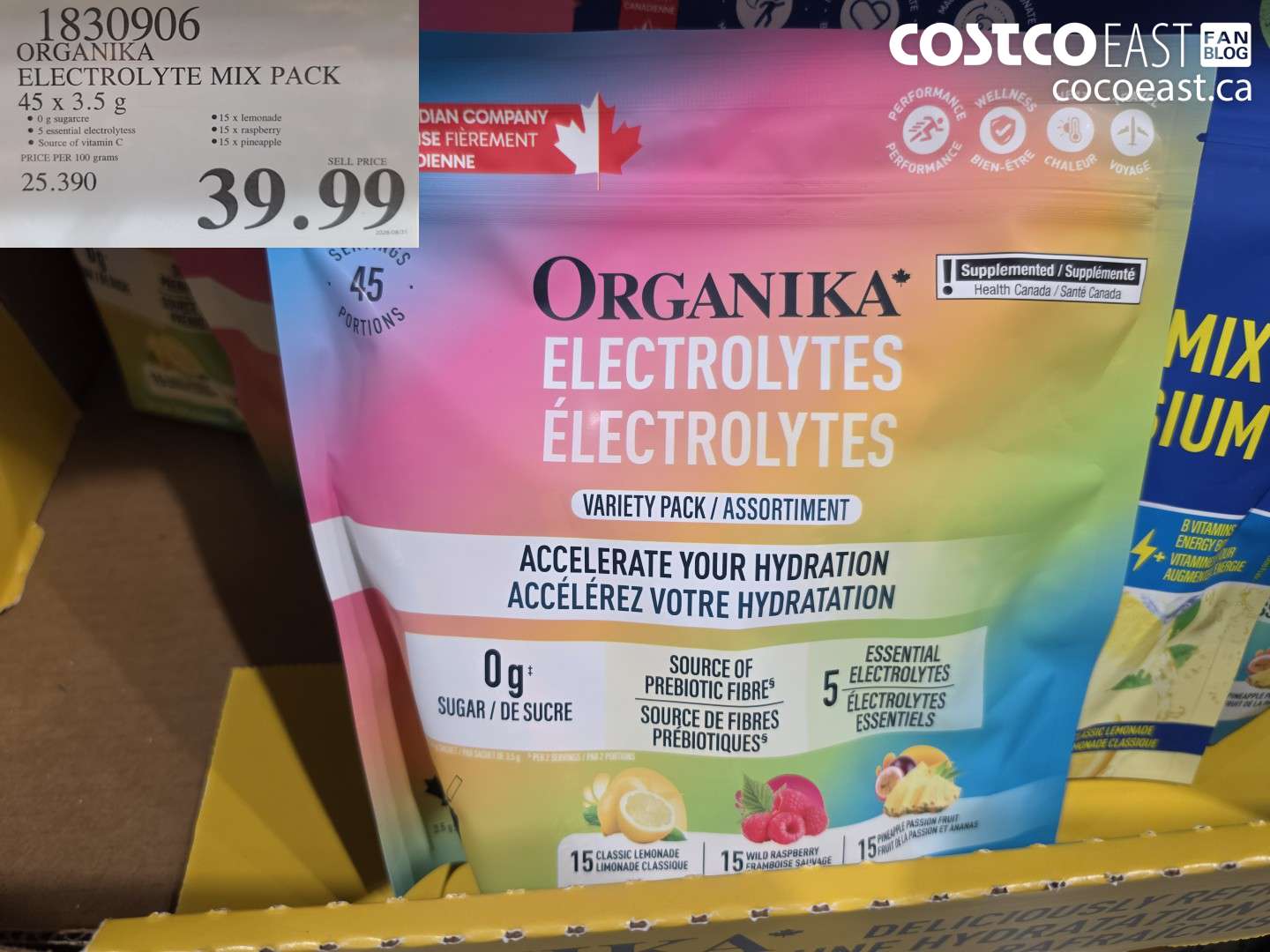 1830906 ORGANIKA ELECTROLYTE MIX PACK 45 X 3.5 G $39.99