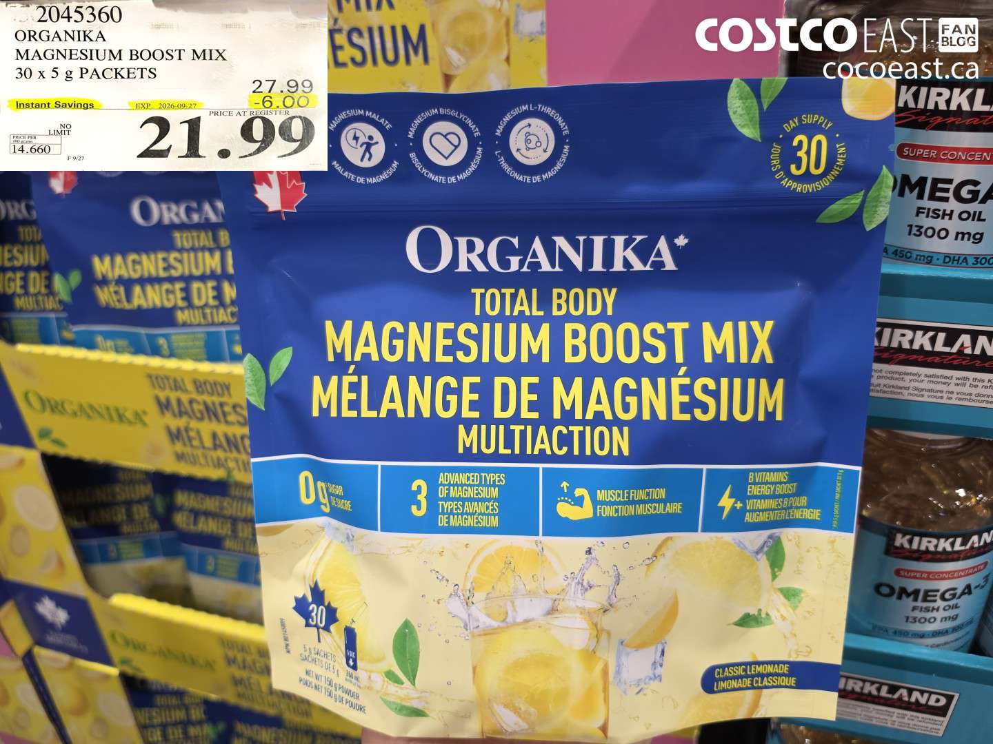 2045360 ORGANIKA MAGNESIUM BOOST MIX 30 X 5 G PACKETS ($6.00 INSTANT SAVINGS EXPIRES ON 2026-09-27) $21.99