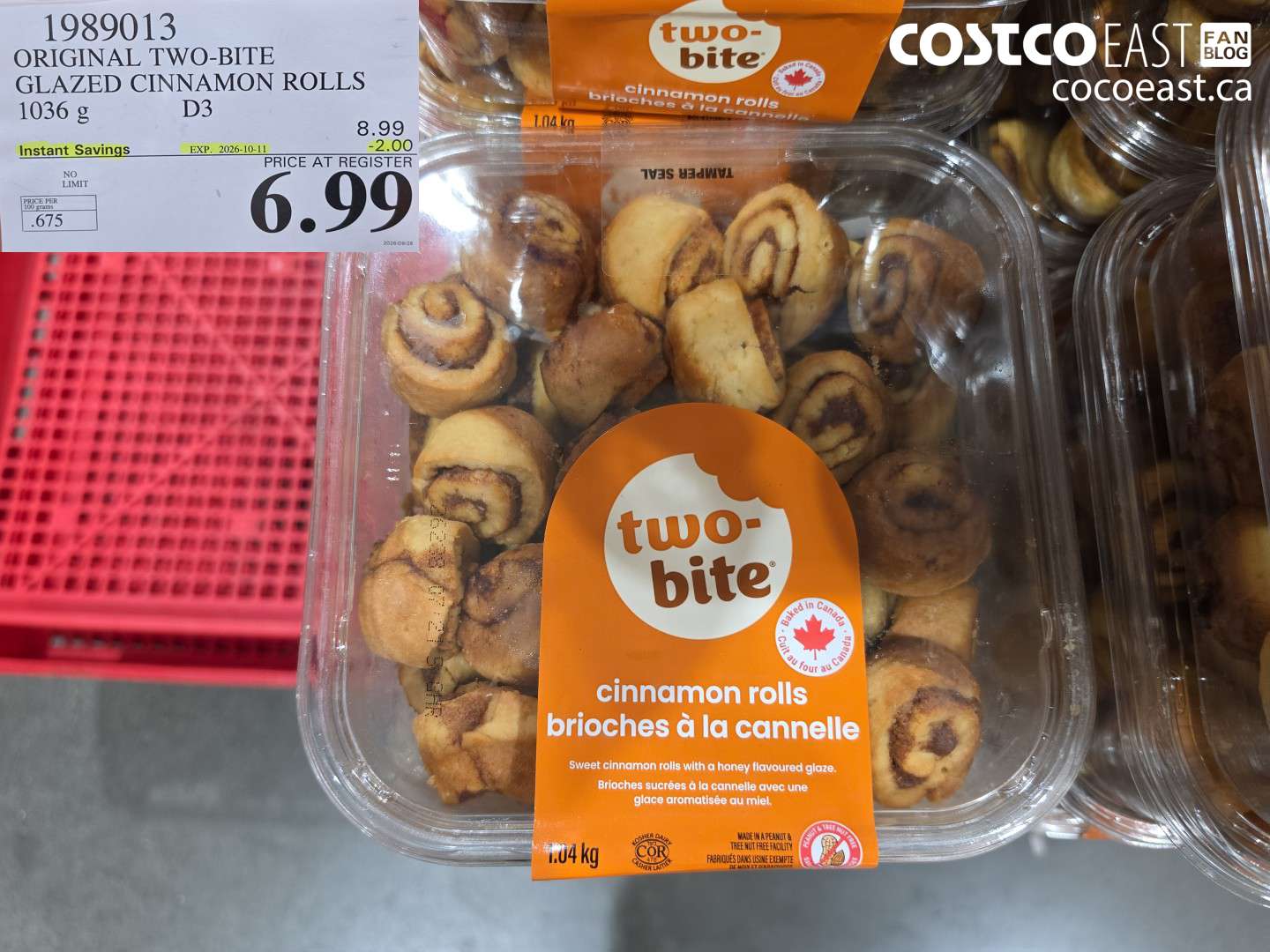 1989013 ORIGINAL TWO-BITE GLAZED CINNAMON ROLLS 1036 G ($2.00 INSTANT SAVINGS EXPIRES ON 2026-10-11) $6.99