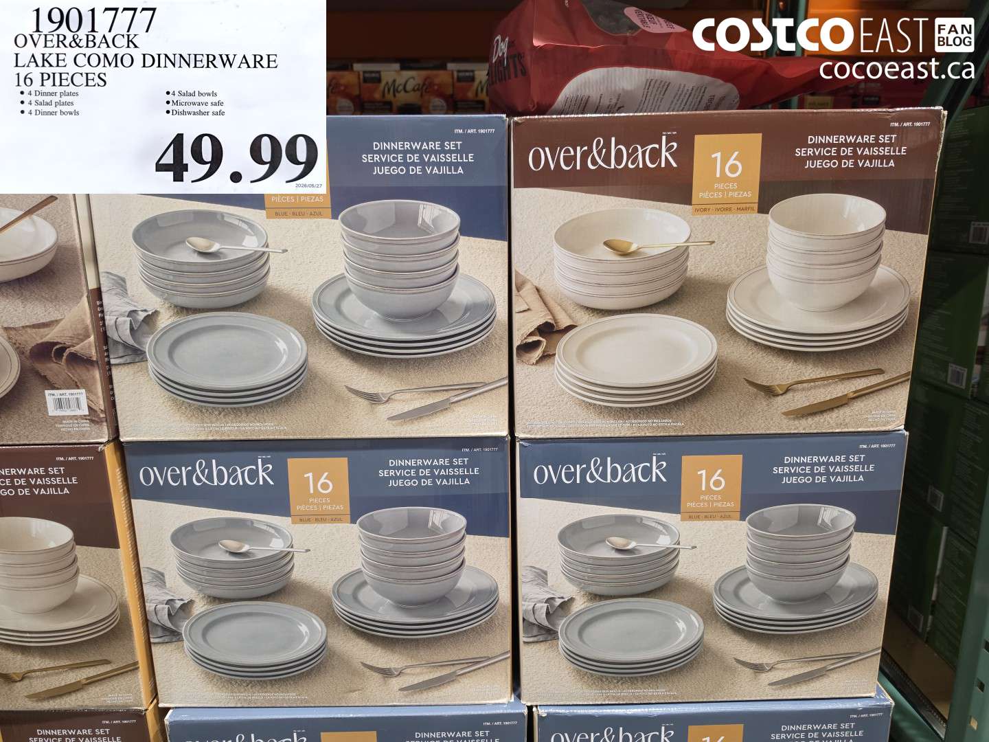 1901777 OVER&BACK LAKE COMO DINNERWARE 16 PIECES $49.99