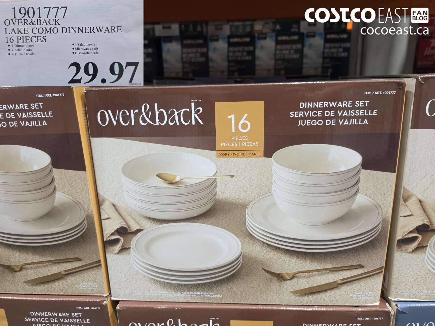 1901777 OVER&BACK LAKE COMO DINNERWARE 16 PIECES $29.97