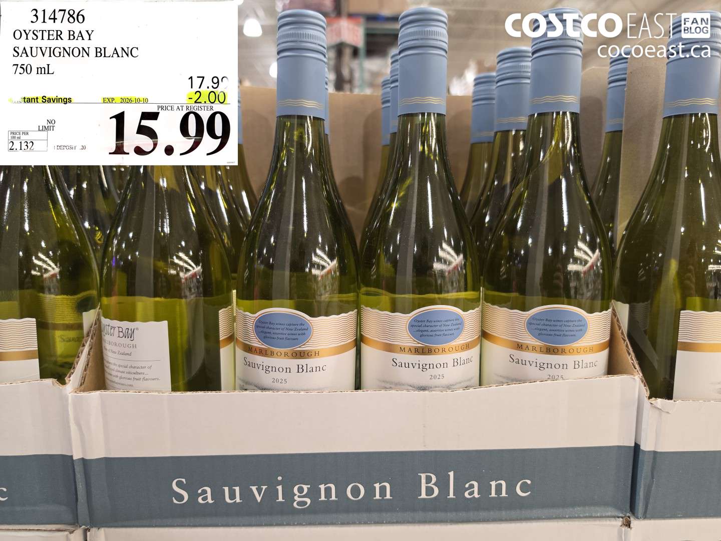 314786 OYSTER BAY SAUVIGNON BLANC 750 ML ($2.00 INSTANT SAVINGS EXPIRES ON 2026-10-10) $15.99