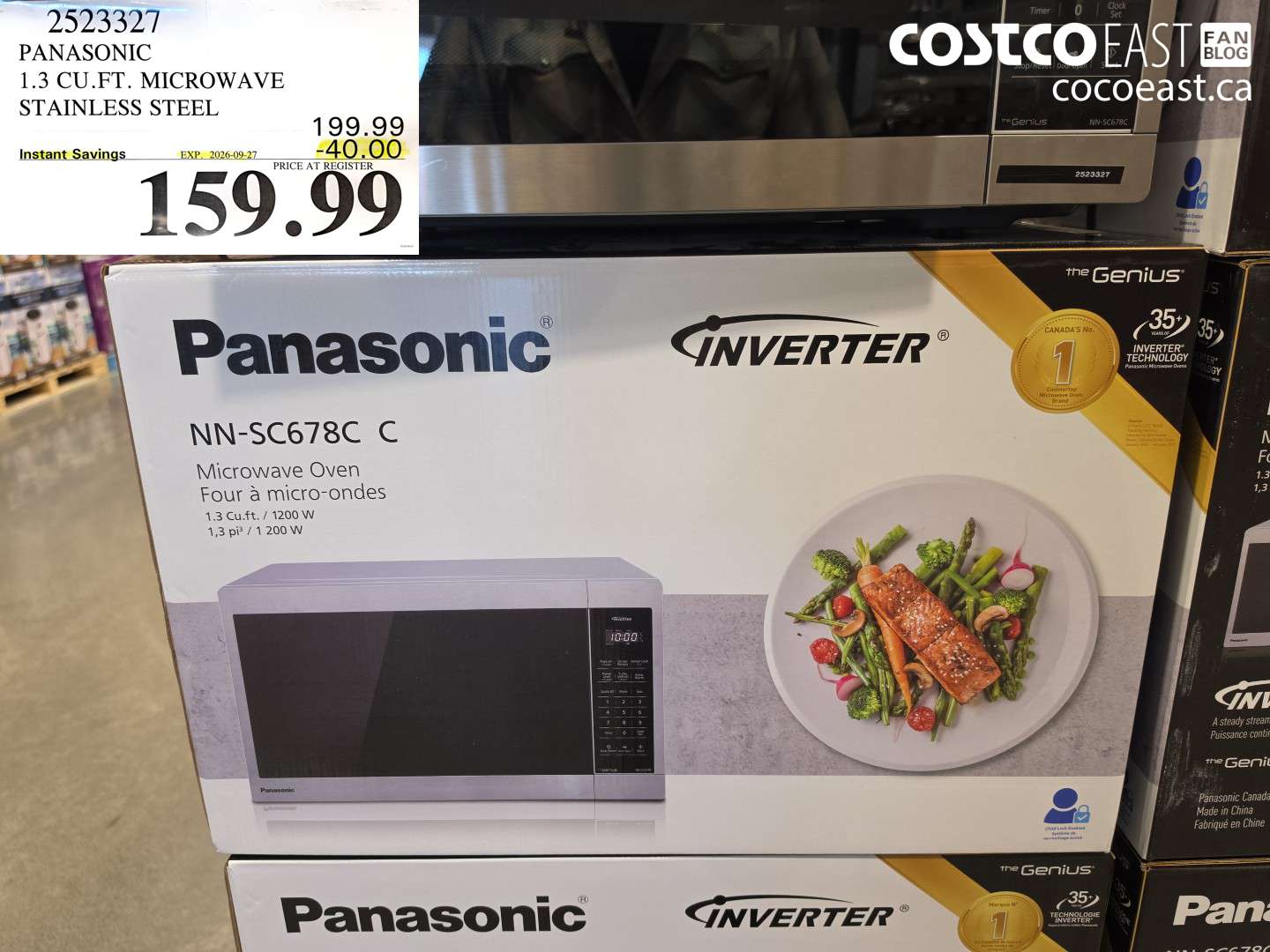 2523327 PANASONIC 1.3 CU.FT. MICROWAVE STAINLESS STEEL ($40.00 INSTANT SAVINGS EXPIRES ON 2026-09-27) $159.99