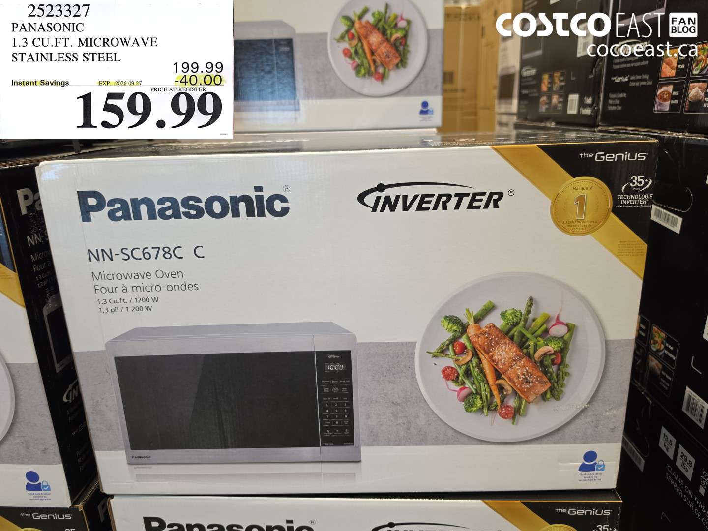 2523327 PANASONIC 1.3 CU.FT. MICROWAVE STAINLESS STEEL ($40.00 INSTANT SAVINGS EXPIRES ON 2026-09-27) $159.99