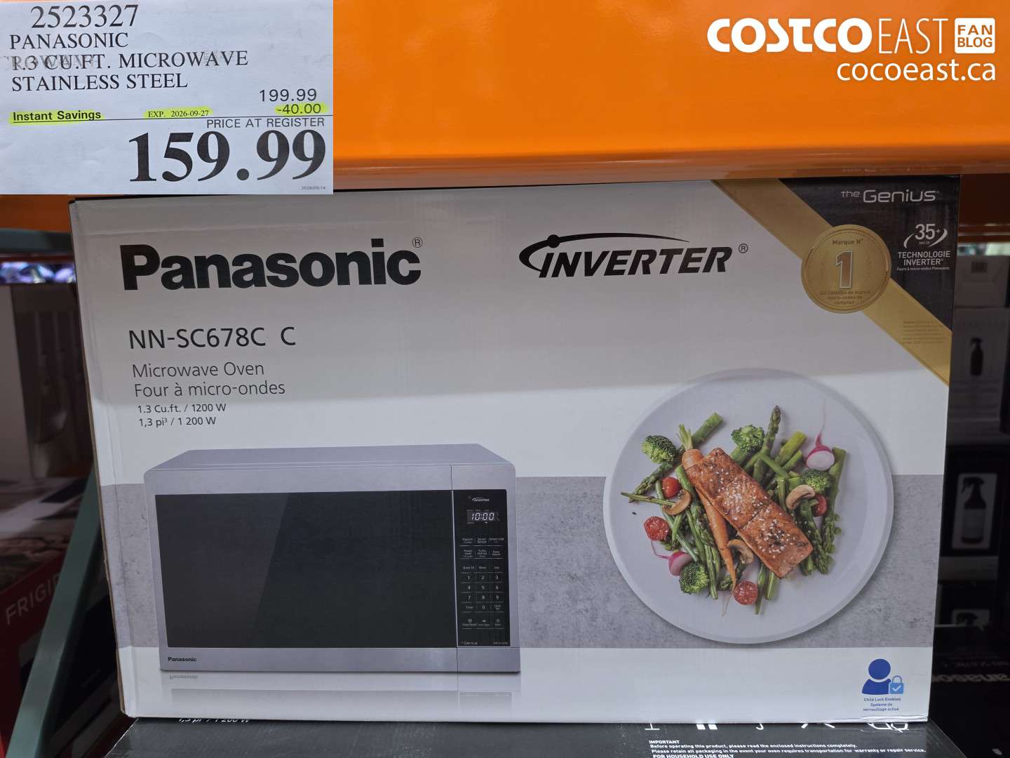 2523327 PANASONIC 1.6 CU. FT. MICROWAVE STAINLESS STEEL ($40.00 INSTANT SAVINGS EXPIRES ON 2026-09-27) $159.99