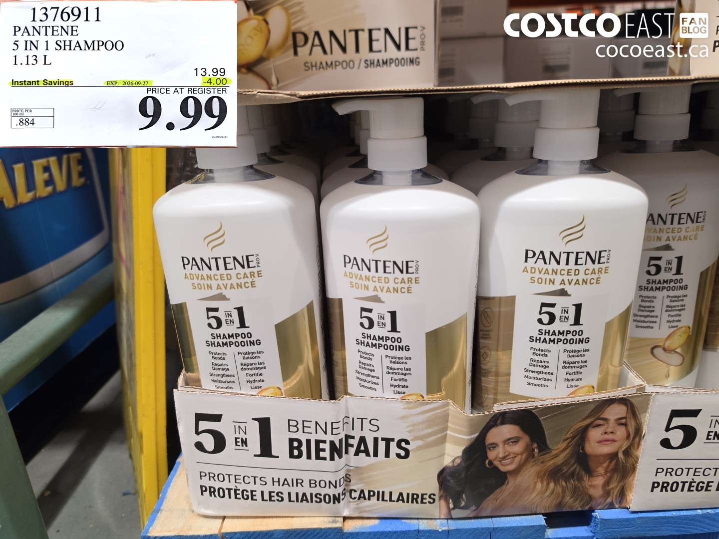 1376911 PANTENE 5 IN 1 SHAMPOO 1.13 L ($4.00 INSTANT SAVINGS EXPIRES ON 2026-09-27) $9.99