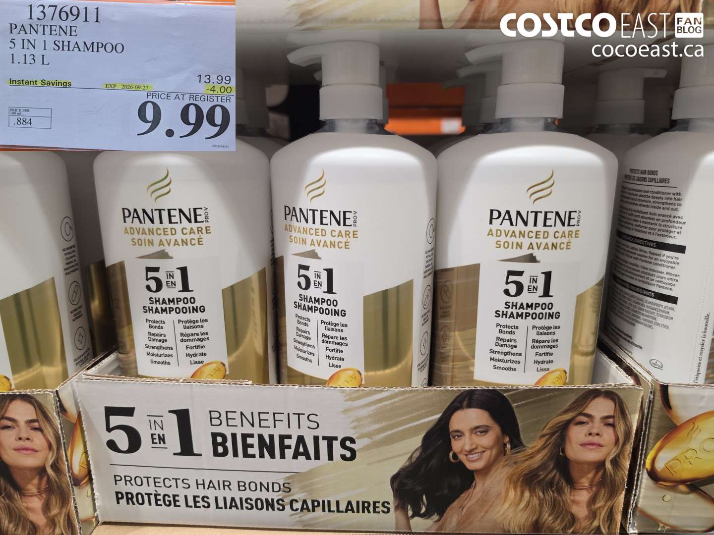 1376911 PANTENE 5 IN 1 SHAMPOO 1.13 L ($4.00 INSTANT SAVINGS EXPIRES ON 2026-09-27) $9.99