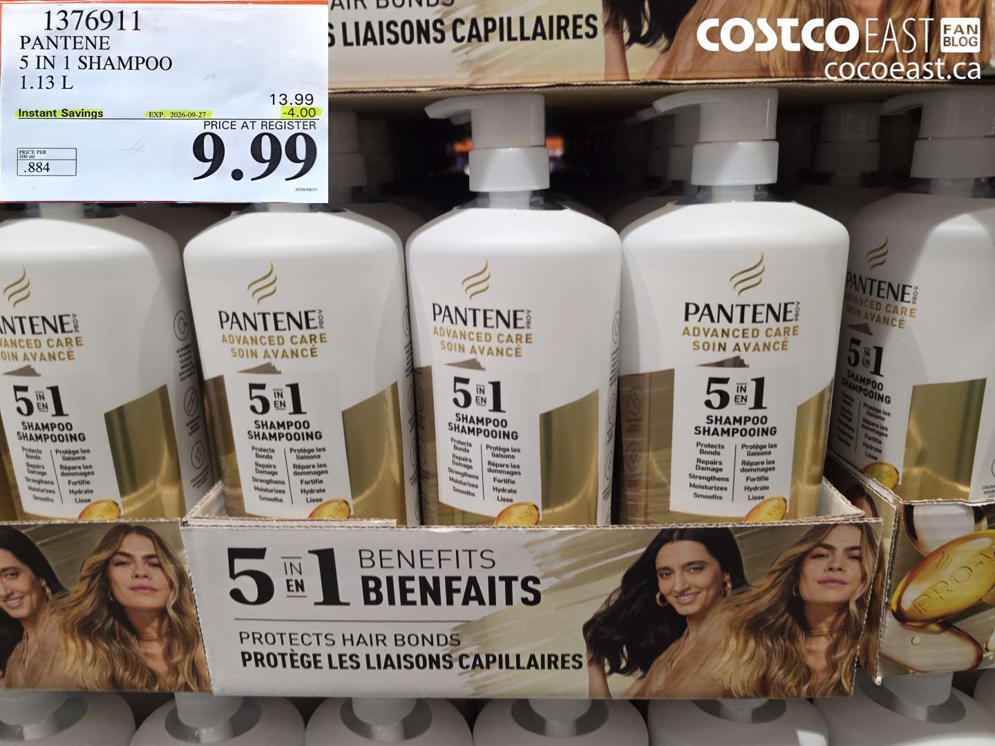 1376911 PANTENE 5 IN 1 SHAMPOO 1.13 L ($4.00 INSTANT SAVINGS EXPIRES ON 2026-09-27) $9.99