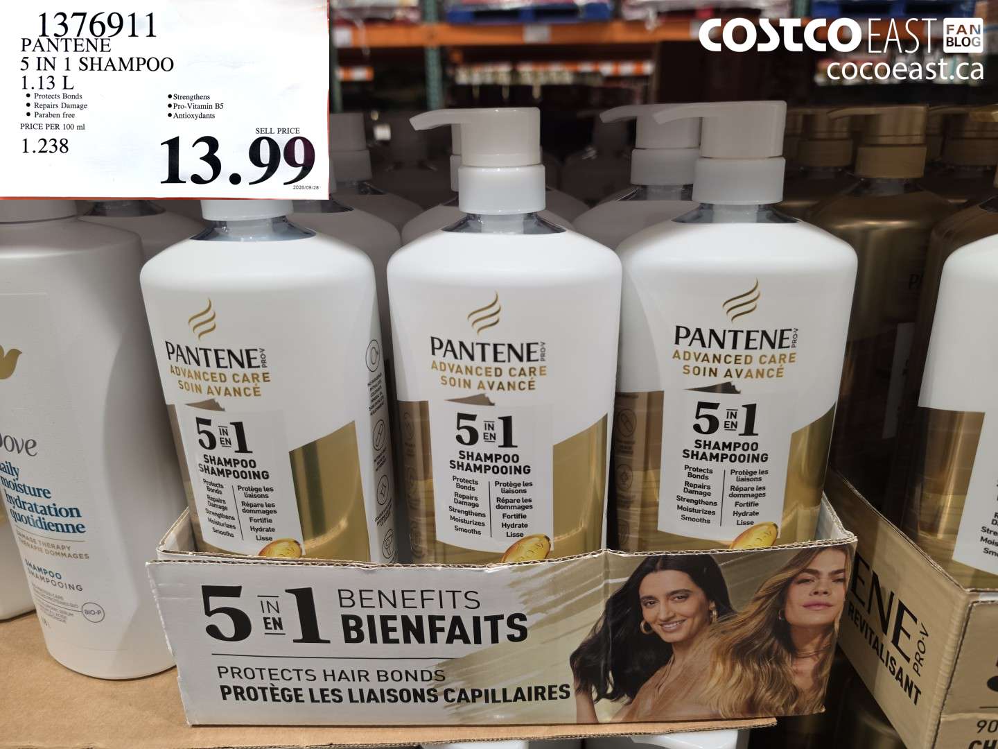 1376911 PANTENE 5 IN 1 SHAMPOO 1.13 L $13.99