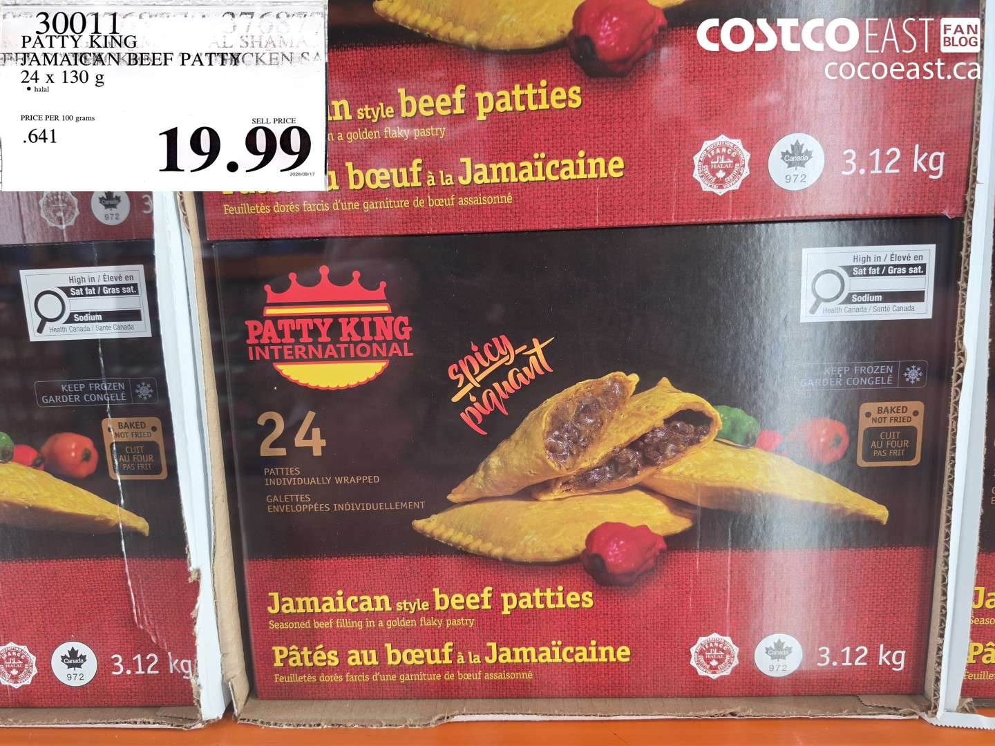 30011 PATTY KING JAMAICAN BEEF PATTY 24 X 130 G $19.99