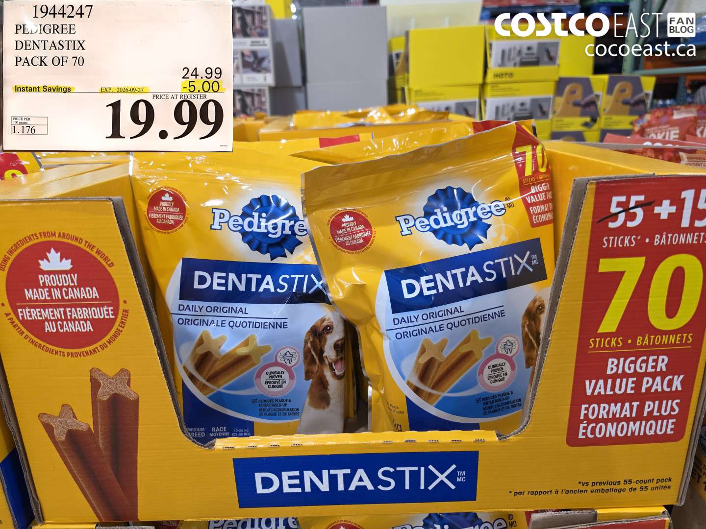 1944247 PEDIGREE DENTASTIX PACK OF 70 ($5.00 INSTANT SAVINGS EXPIRES ON 2026-09-27) $19.99