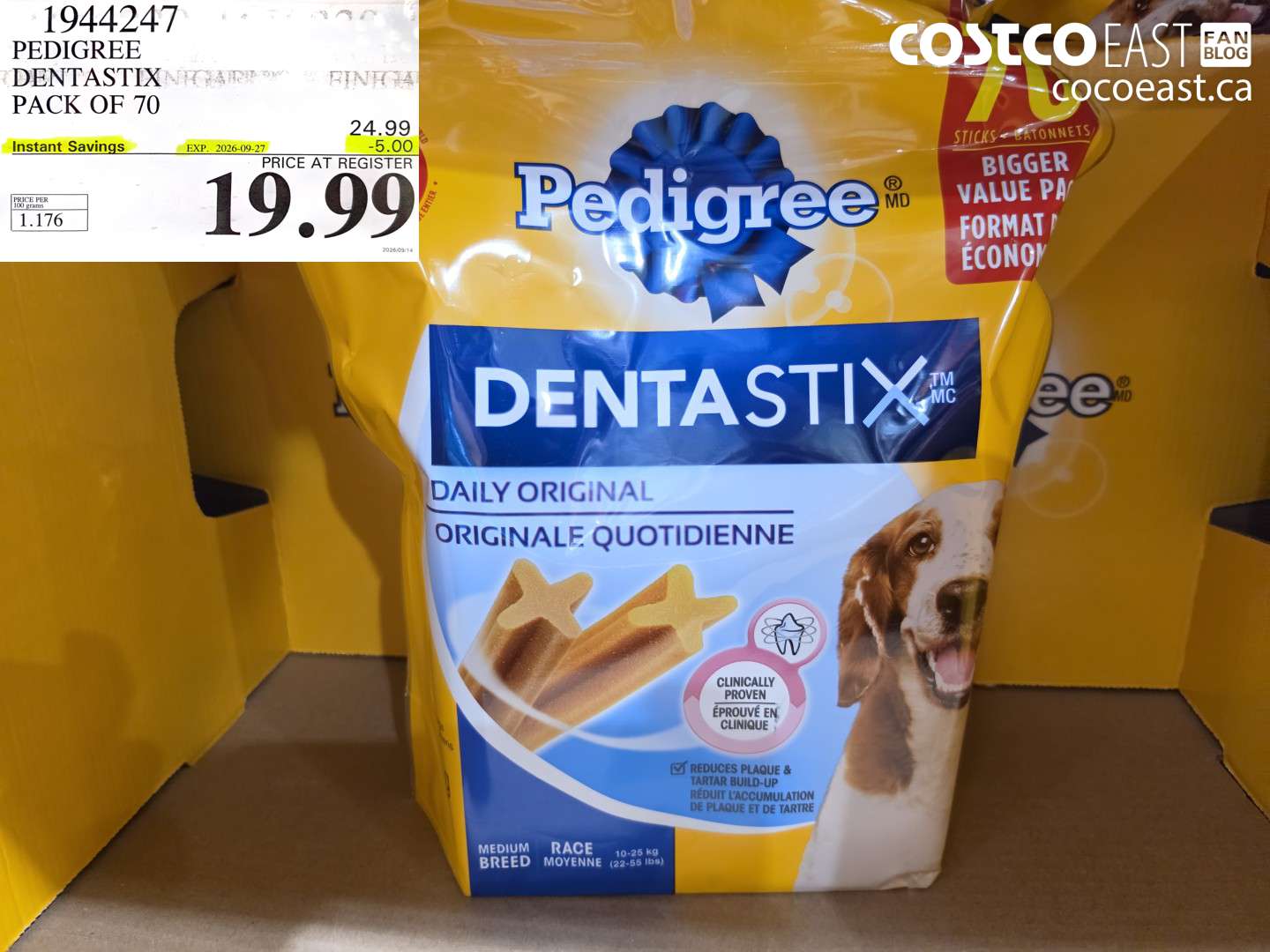1944247 PEDIGREE DENTASTIX PACK OF 70 ($5.00 INSTANT SAVINGS EXPIRES ON 2026-09-27) $19.99