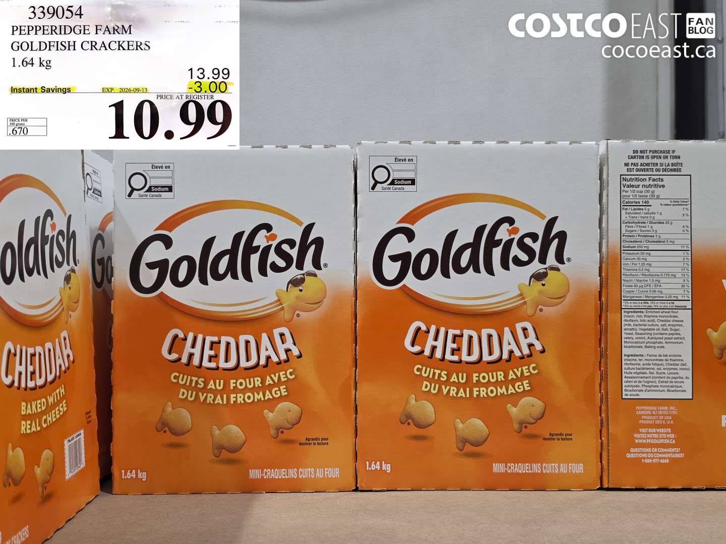 339054 PEPPERIDGE FARM GOLDFISH CRACKERS 1.64 KG ($3.00 INSTANT SAVINGS EXPIRES ON 2026-09-13) $10.99
