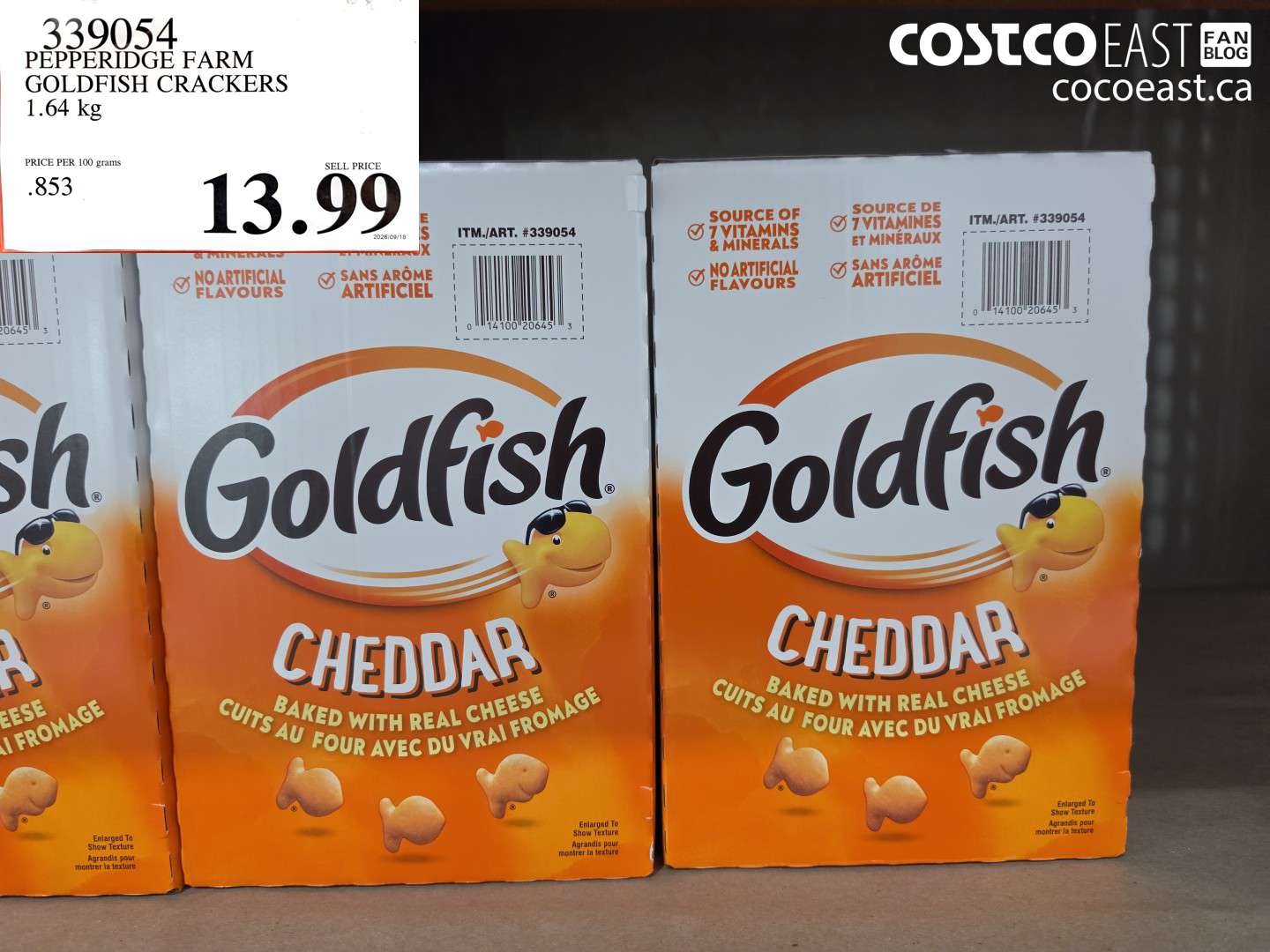 339054 PEPPERIDGE FARM GOLDFISH CRACKERS 1.64 KG $13.99