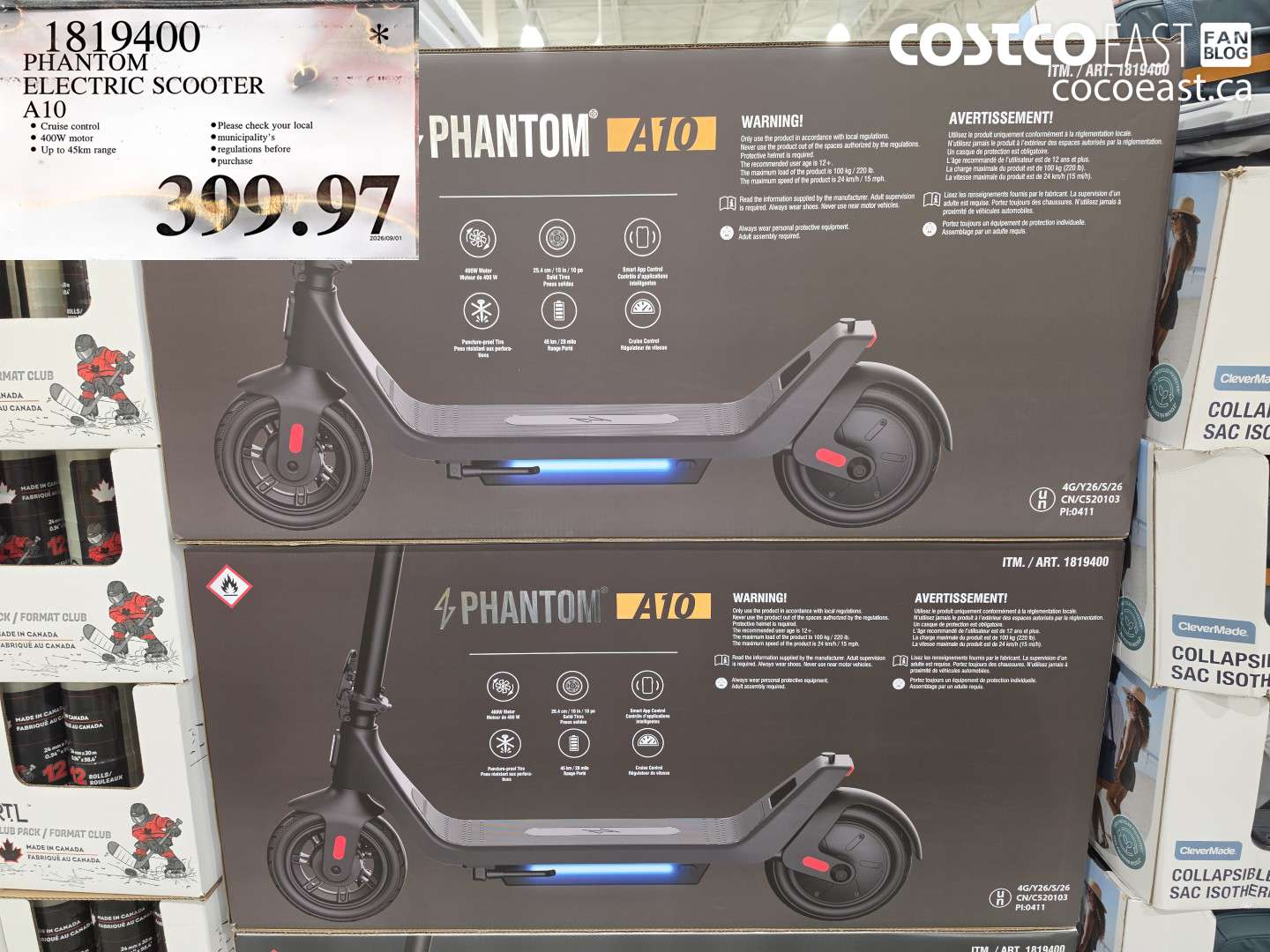 1819400 PHANTOM ELECTRIC SCOOTER A10 $399.97
