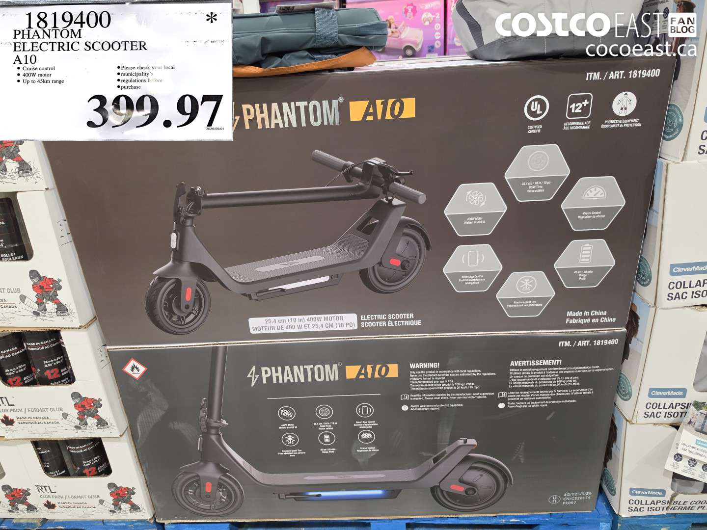 1819400 PHANTOM ELECTRIC SCOOTER A10 $399.97
