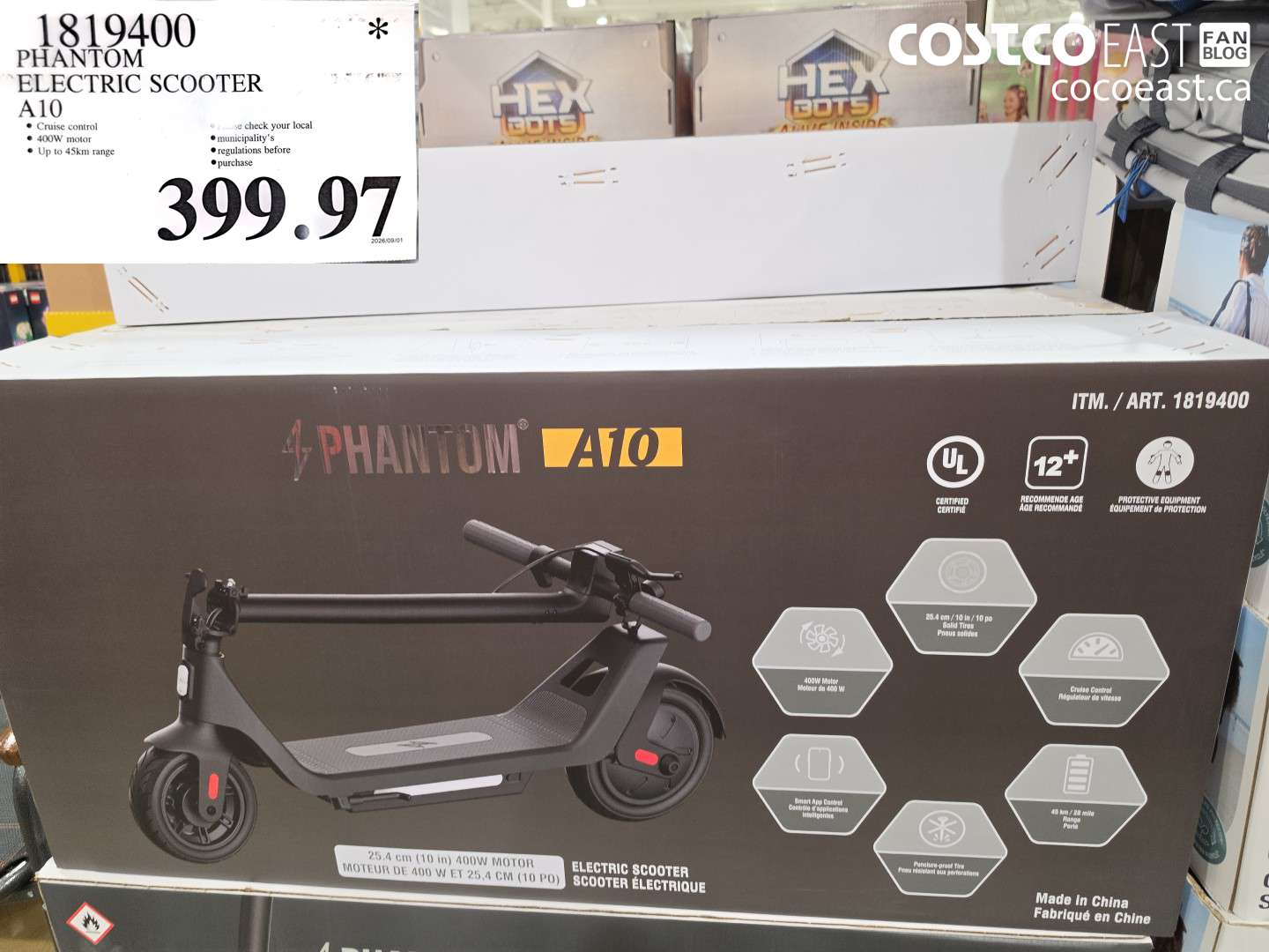 1819400 PHANTOM ELECTRIC SCOOTER A10 $399.97