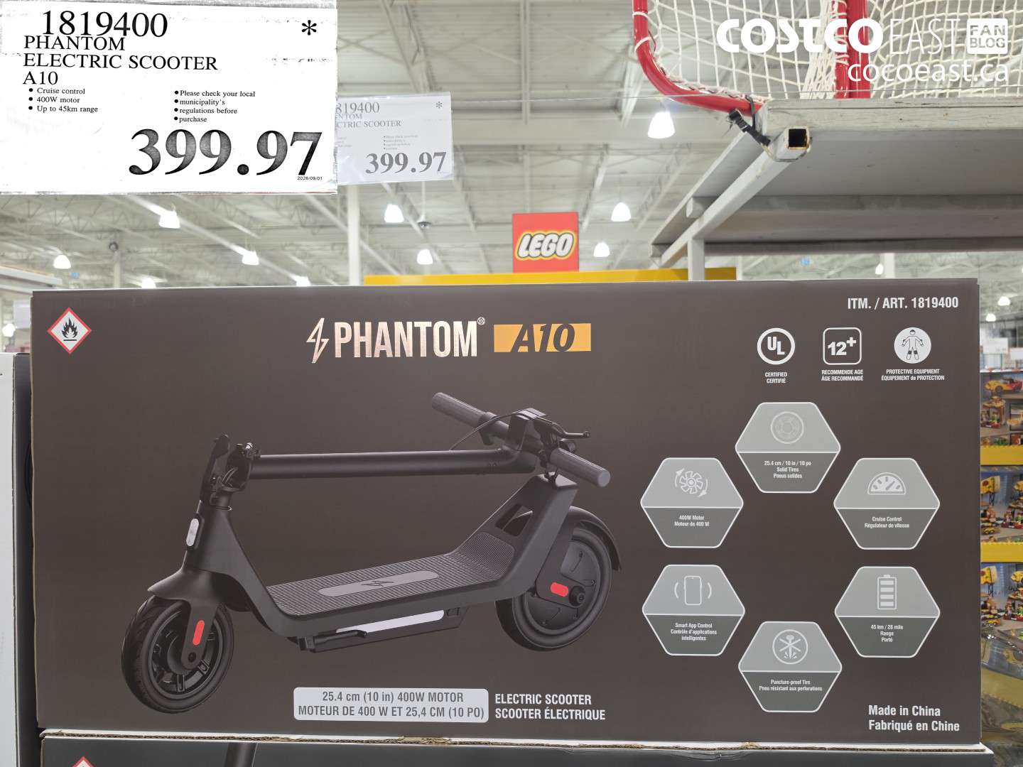 1819400 PHANTOM ELECTRIC SCOOTER A10 $399.97