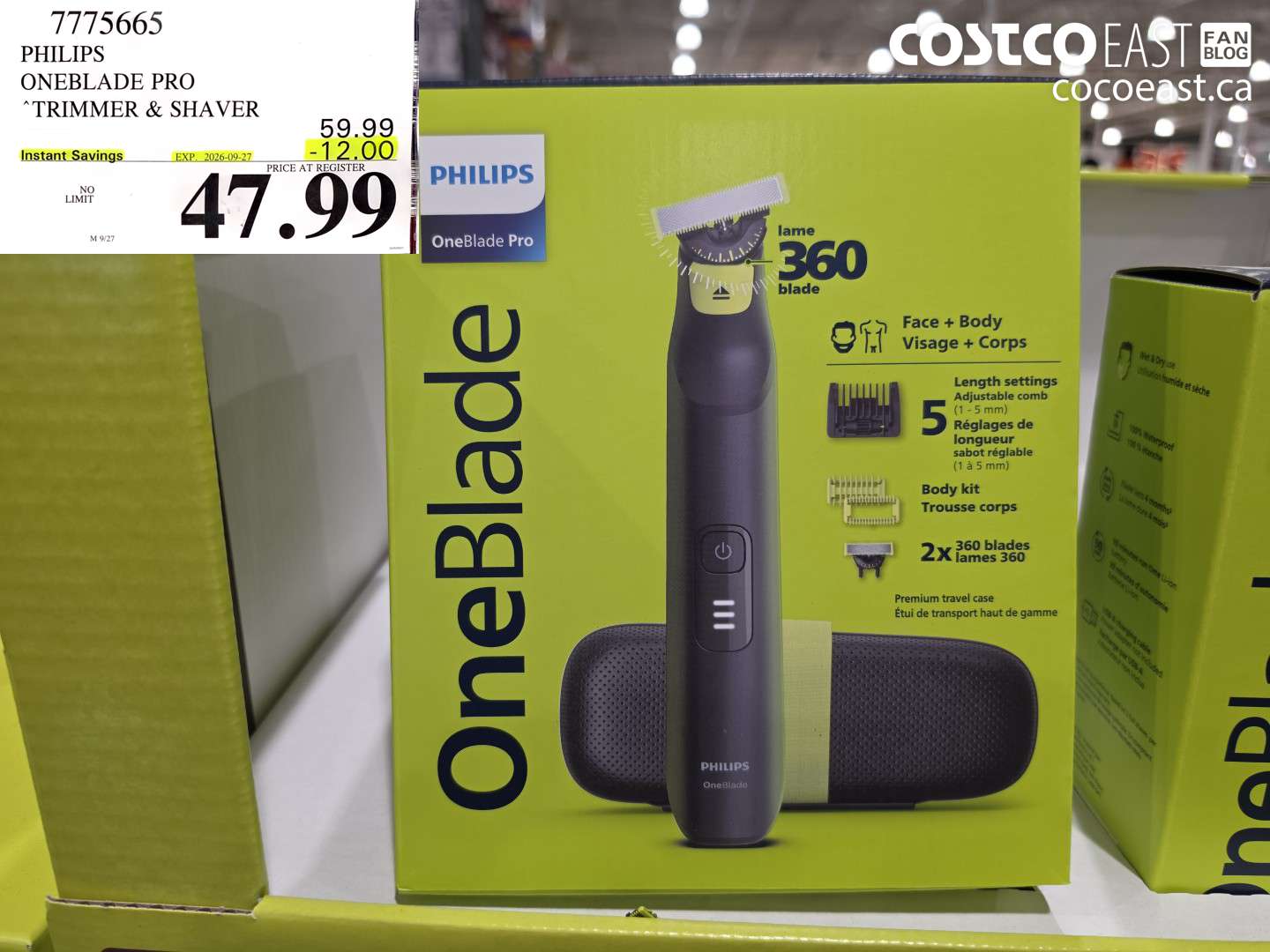 7775665 PHILIPS ONEBLADE PRO TRIMMER & SHAVER ($12.00 INSTANT SAVINGS EXPIRES ON 2026-09-27) $47.99