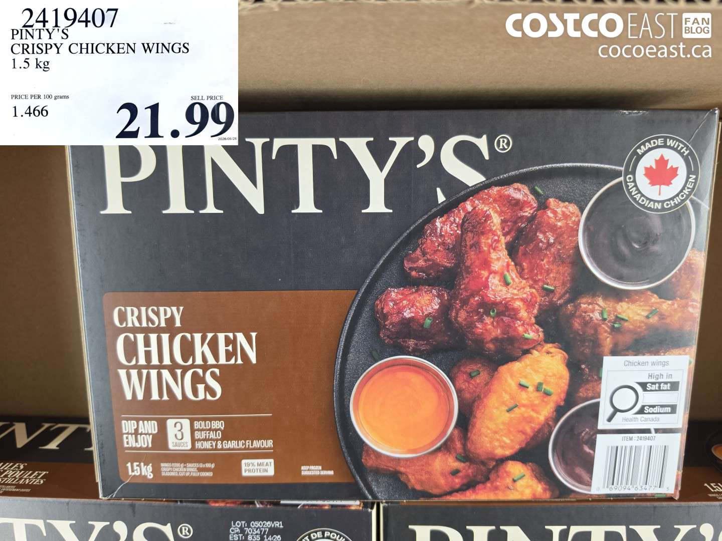 2419407 PINTY'S CRISPY CHICKEN WINGS 1.5 KG $21.99
