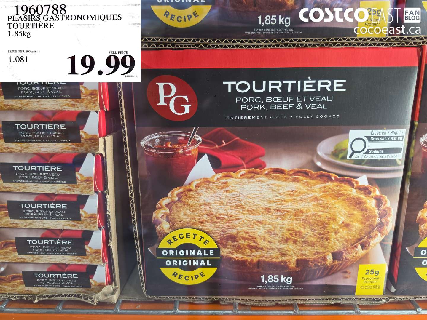 1960788 PLAISIRS GASTRONOMIQUES TOURTIÈRE 1.85KG $19.99