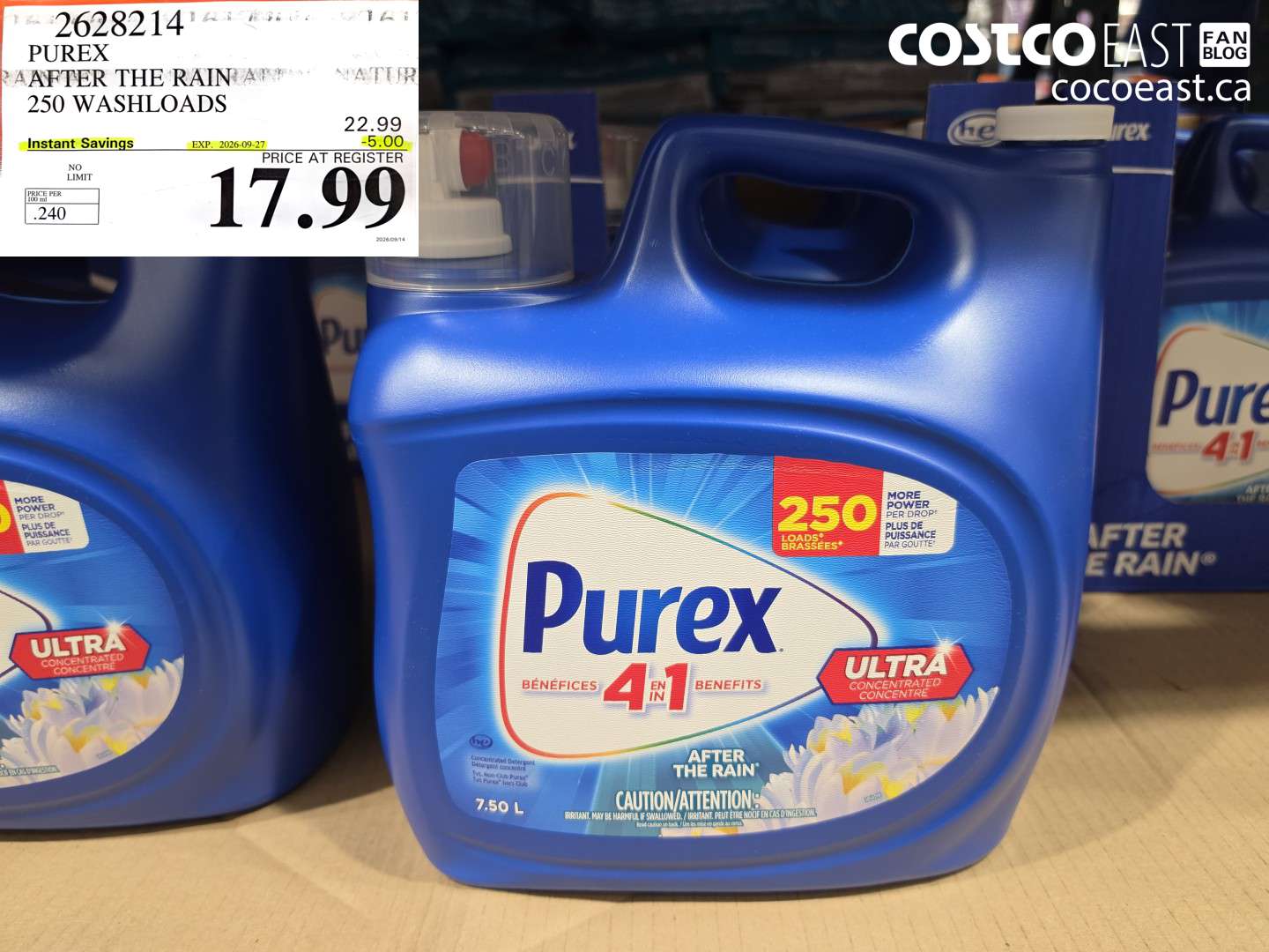 2628214 PUREX AFTER THE RAIN 250 WASHLOADS ($5.00 INSTANT SAVINGS EXPIRES ON 2026-09-27) $17.99