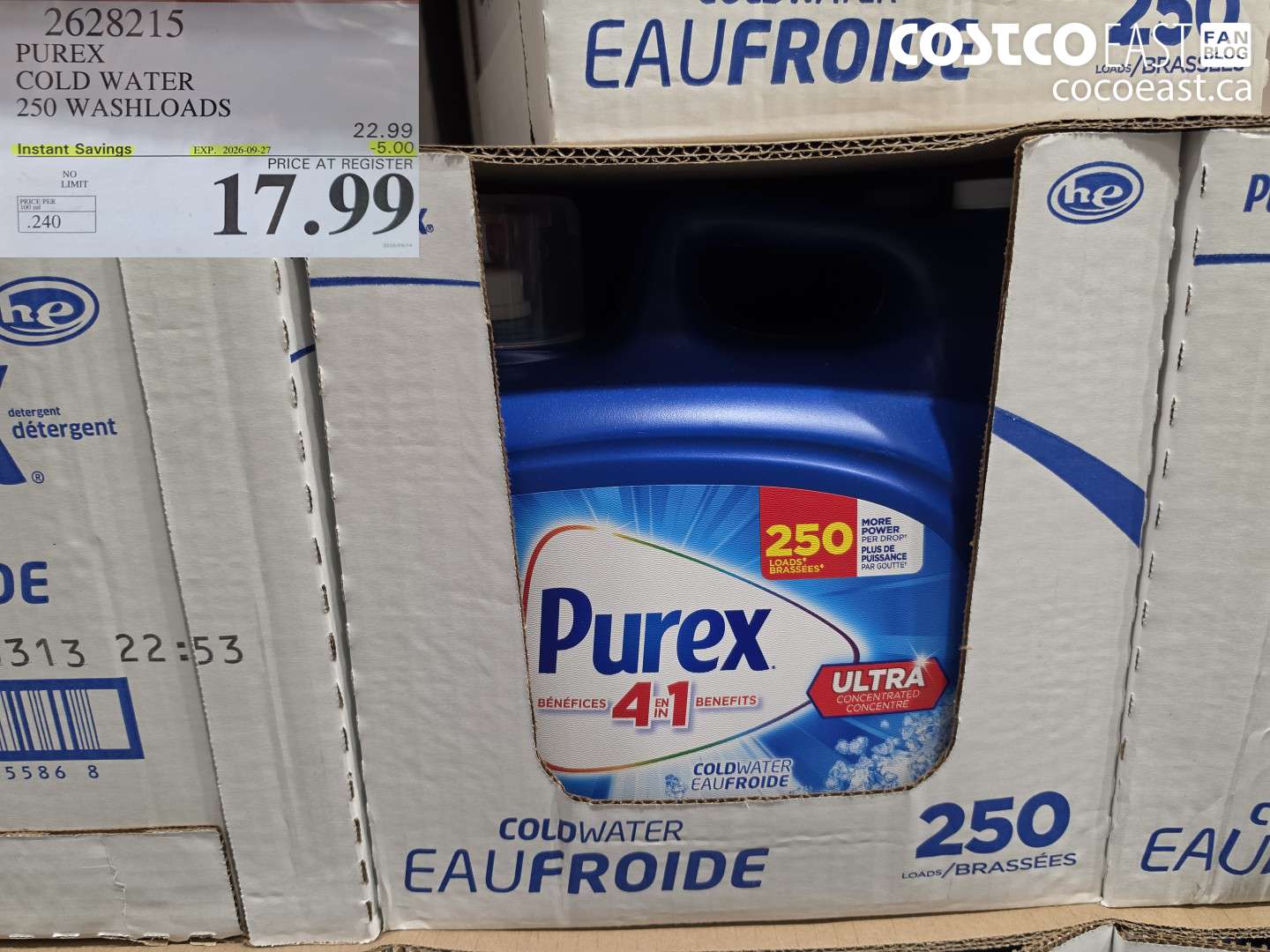 2628215 PUREX COLD WATER 250 WASHLOADS ($5.00 INSTANT SAVINGS EXPIRES ON 2026-09-27) $17.99