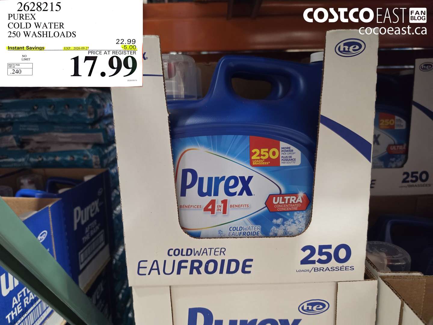 2628215 PUREX COLD WATER 250 WASHLOADS ($5.00 INSTANT SAVINGS EXPIRES ON 2026-09-27) $17.99