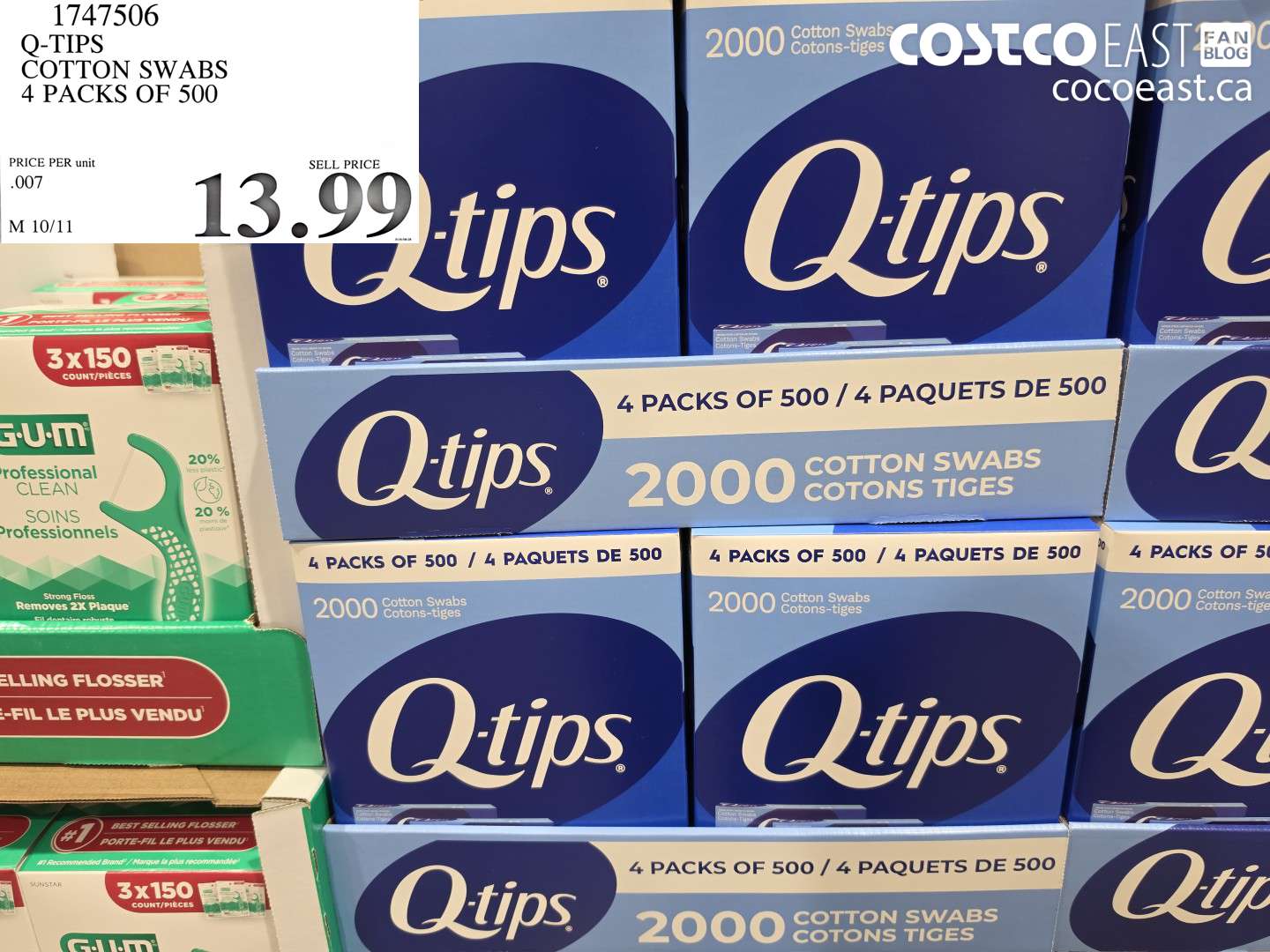 1747506 Q-TIPS COTTON SWABS 4 PACKS OF 500 $13.99