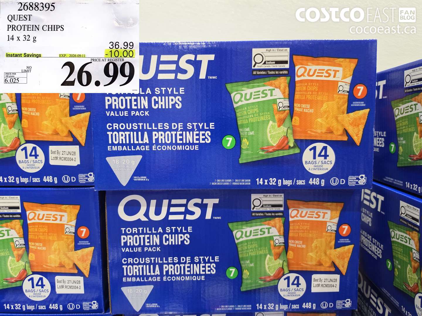 2688395 QUEST PROTEIN CHIPS 14 X 32 G ($10.00 INSTANT SAVINGS EXPIRES ON 2026-09-11) $26.99
