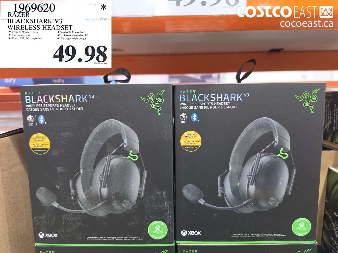 1969620 RAZER BLACKSHARK V3 WIRELESS HEADSET $49.98