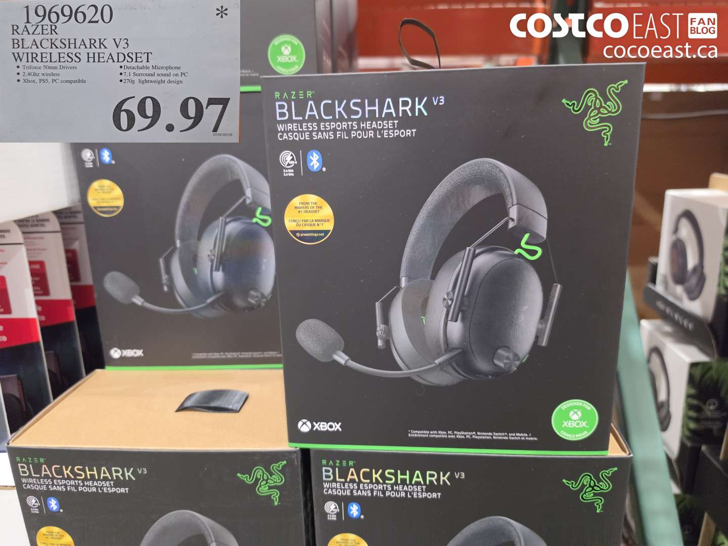 1969620 RAZER BLACKSHARK V3 WIRELESS HEADSET $69.97