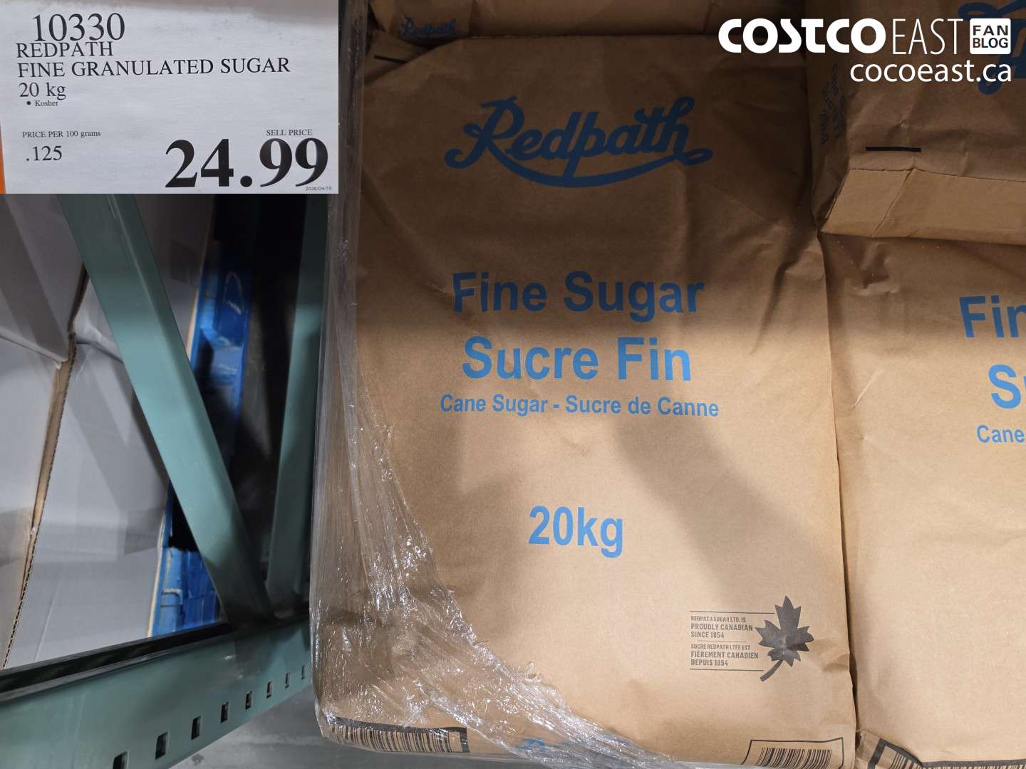 10330 REDPATH FINE GRANULATED SUGAR 20 KG $24.99