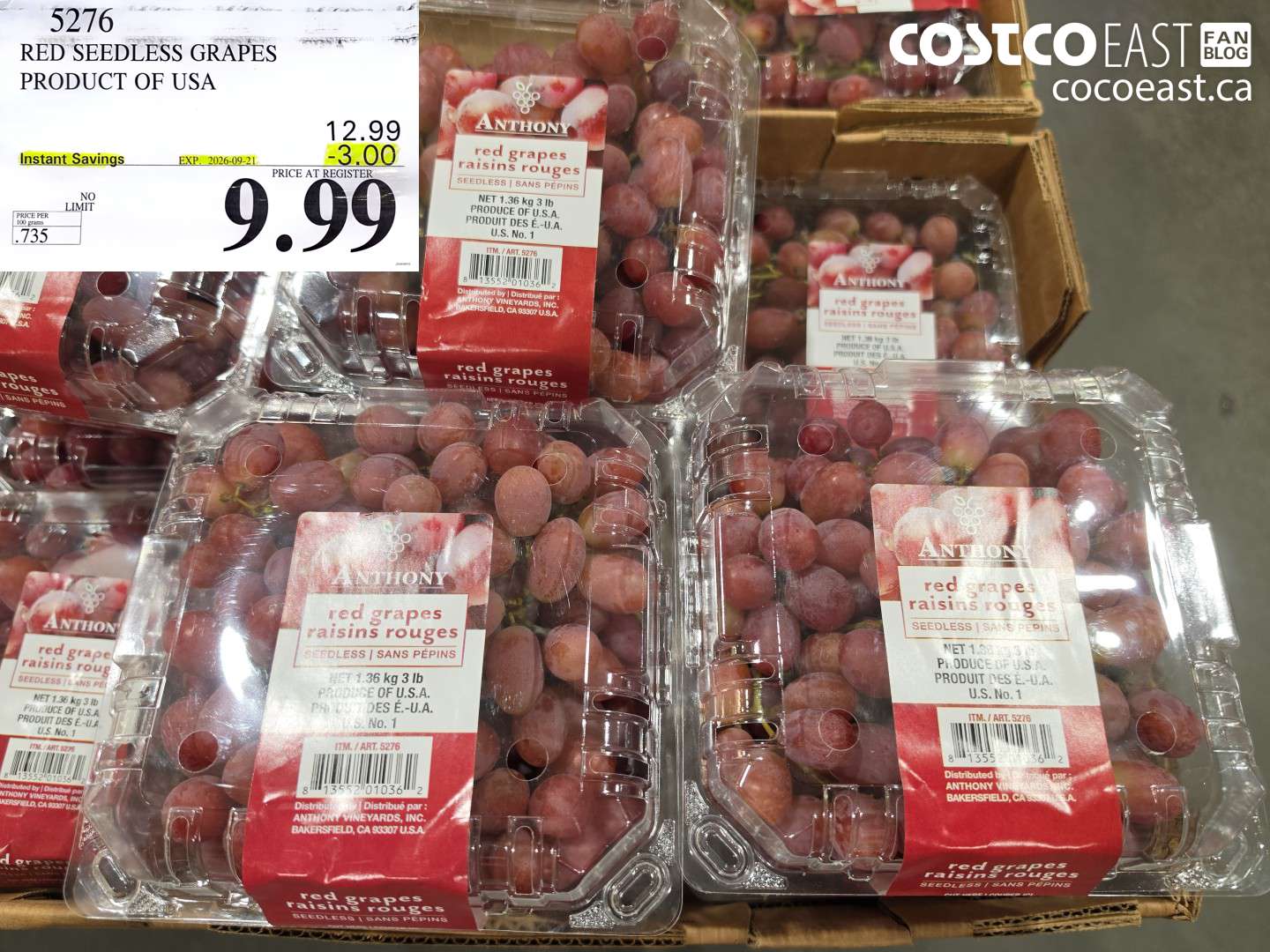 5276 RED SEEDLESS GRAPES PRODUCT OF USA ($3.00 INSTANT SAVINGS EXPIRES ON 2026-09-21) $9.99