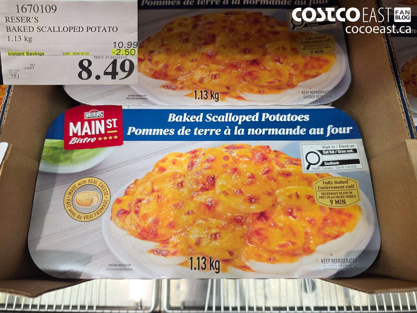 1670109 RESER'S BAKED SCALLOPED POTATO 1.13 KG ($2.50 INSTANT SAVINGS EXPIRES ON 2026-10-25) $8.49