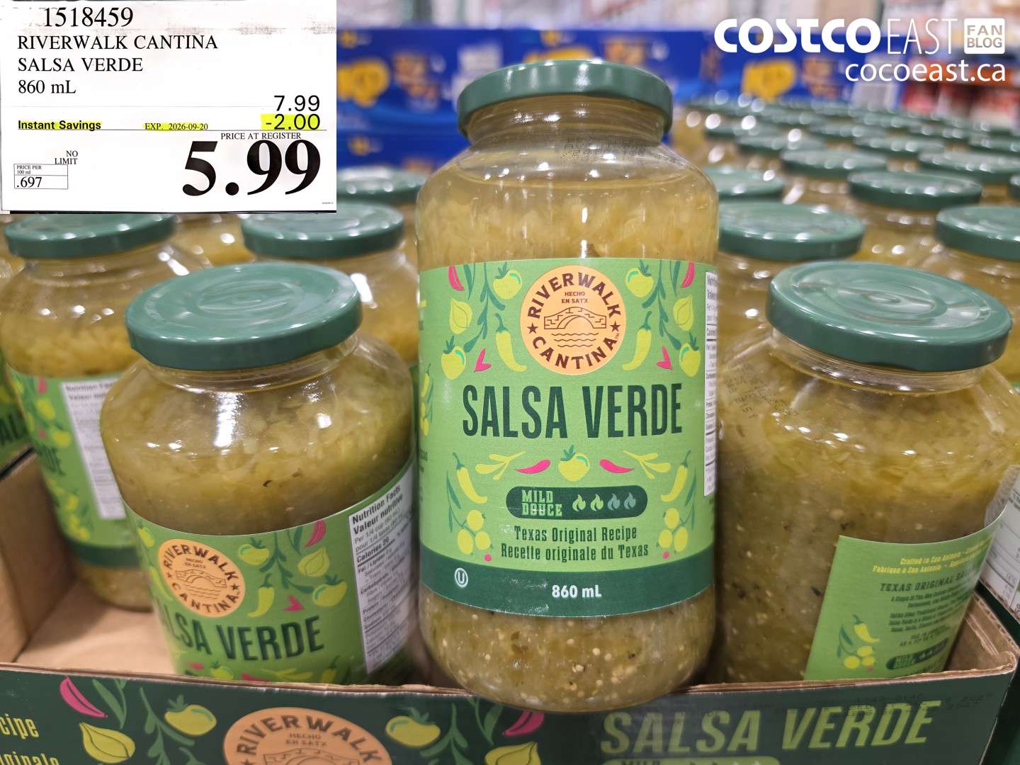 1518459 RIVERWALK CANTINA SALSA VERDE 860 ML ($2.00 INSTANT SAVINGS EXPIRES ON 2026-09-20) $5.99