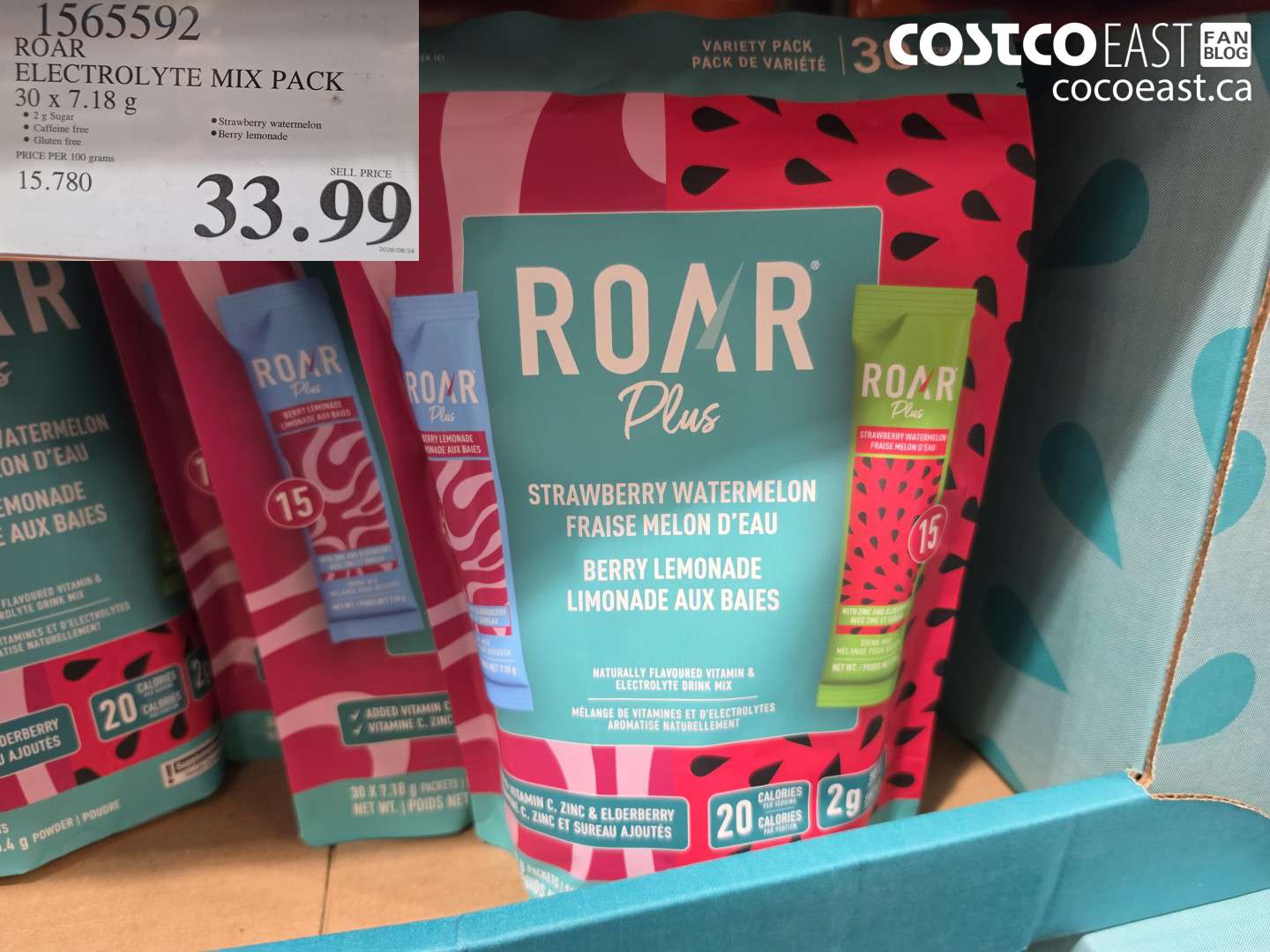 1565592 ROAR ELECTROLYTE MIX PACK 30 X 7.18 G $33.99