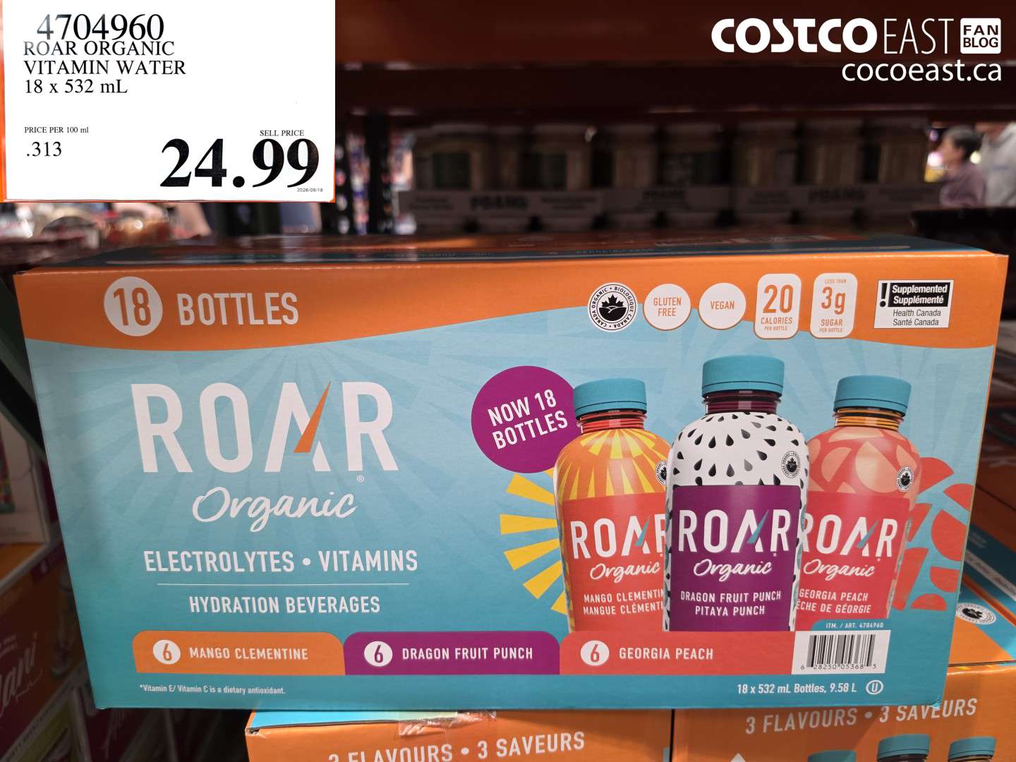 4704960 ROAR ORGANIC VITAMIN WATER 18 X 532 ML $24.99