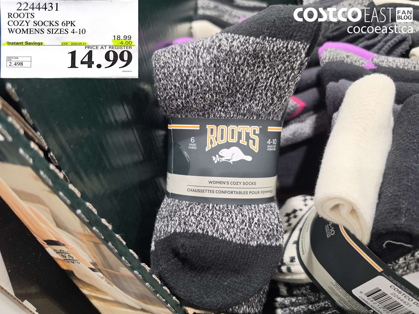 2244431 ROOTS COZY SOCKS 6PK WOMENS SIZES 4-10 ($4.00 INSTANT SAVINGS EXPIRES ON 2026-09-13) $14.99