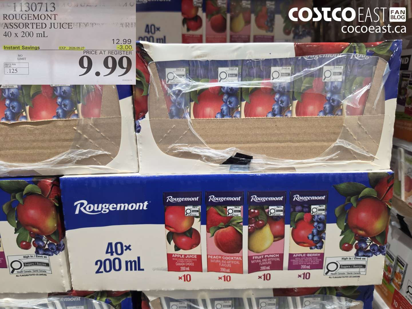 1130713 ROUGEMONT ASSORTED JUICE 40 X 200 ML ($3.00 INSTANT SAVINGS EXPIRES ON 2026-09-27) $9.99