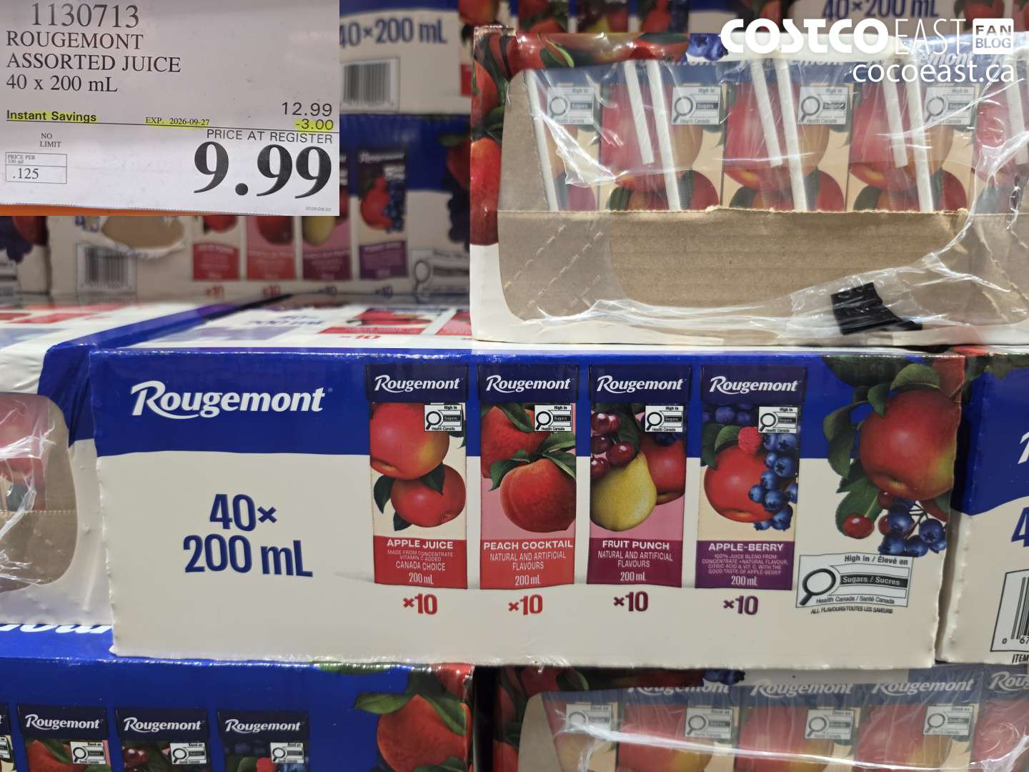 1130713 ROUGEMONT ASSORTED JUICE 40 X 200 ML ($3.00 INSTANT SAVINGS EXPIRES ON 2026-09-27) $9.99