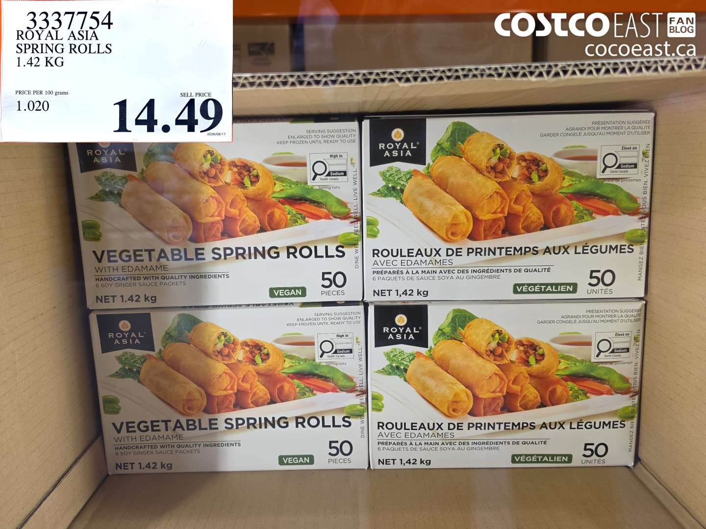 3337754 ROYAL ASIA SPRING ROLLS 1.42 KG $14.49